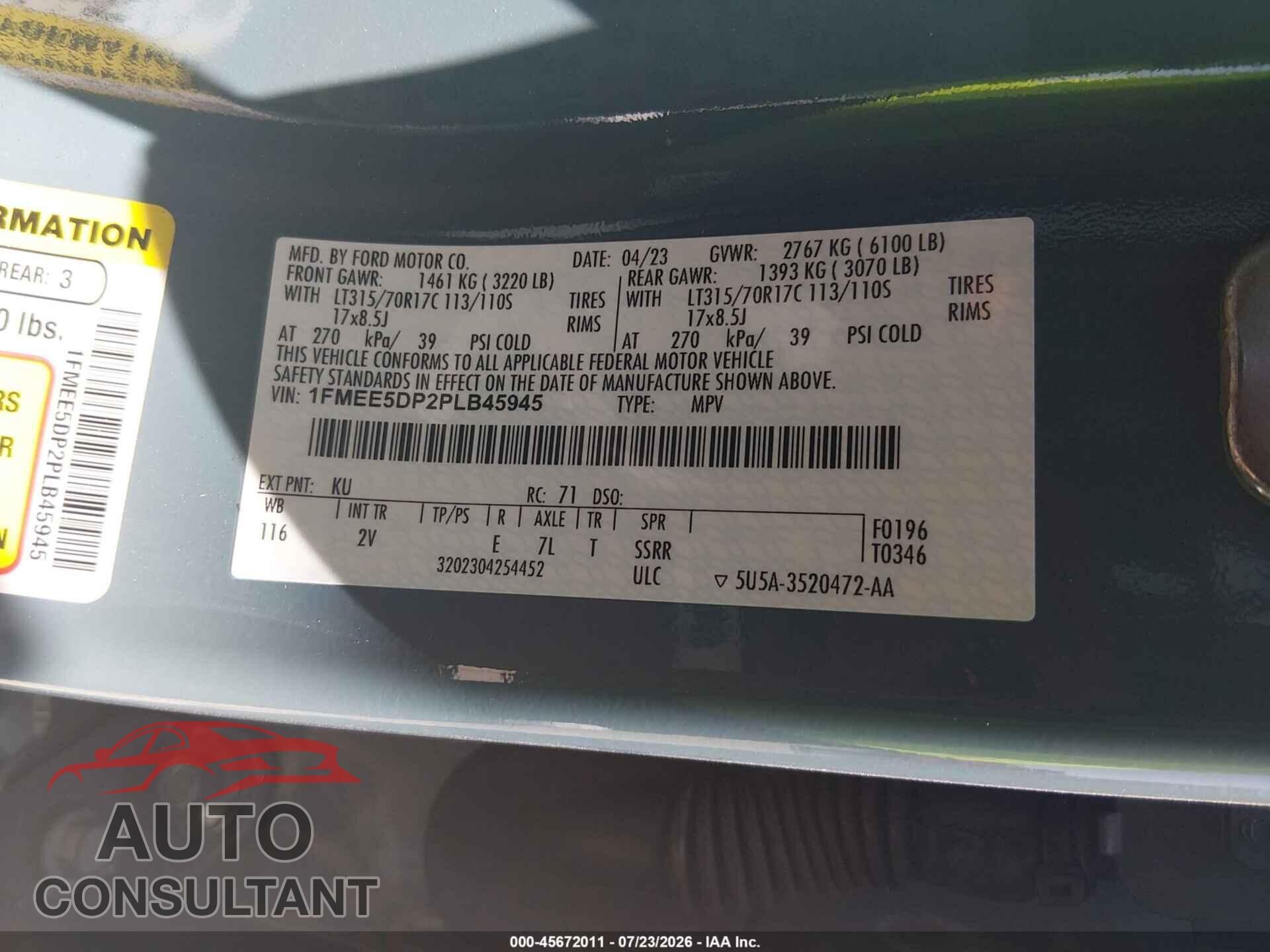 FORD BRONCO 2023 - 1FMEE5DP2PLB45945