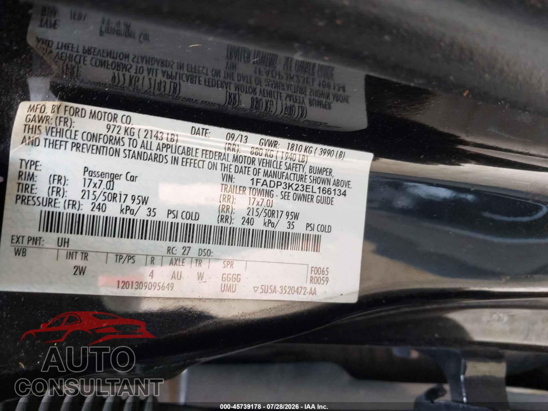 FORD FOCUS 2014 - 1FADP3K23EL166134