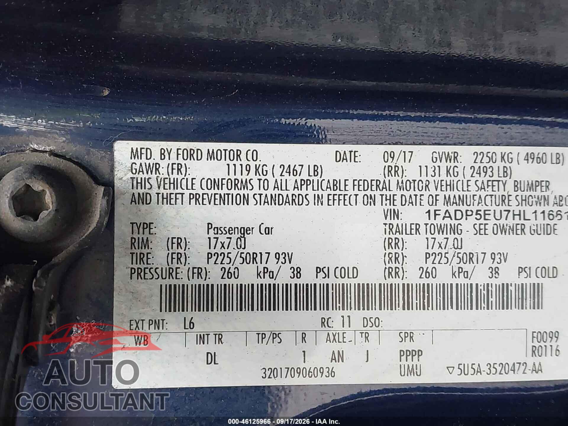FORD C-MAX ENERGI 2017 - 1FADP5EU7HL116611