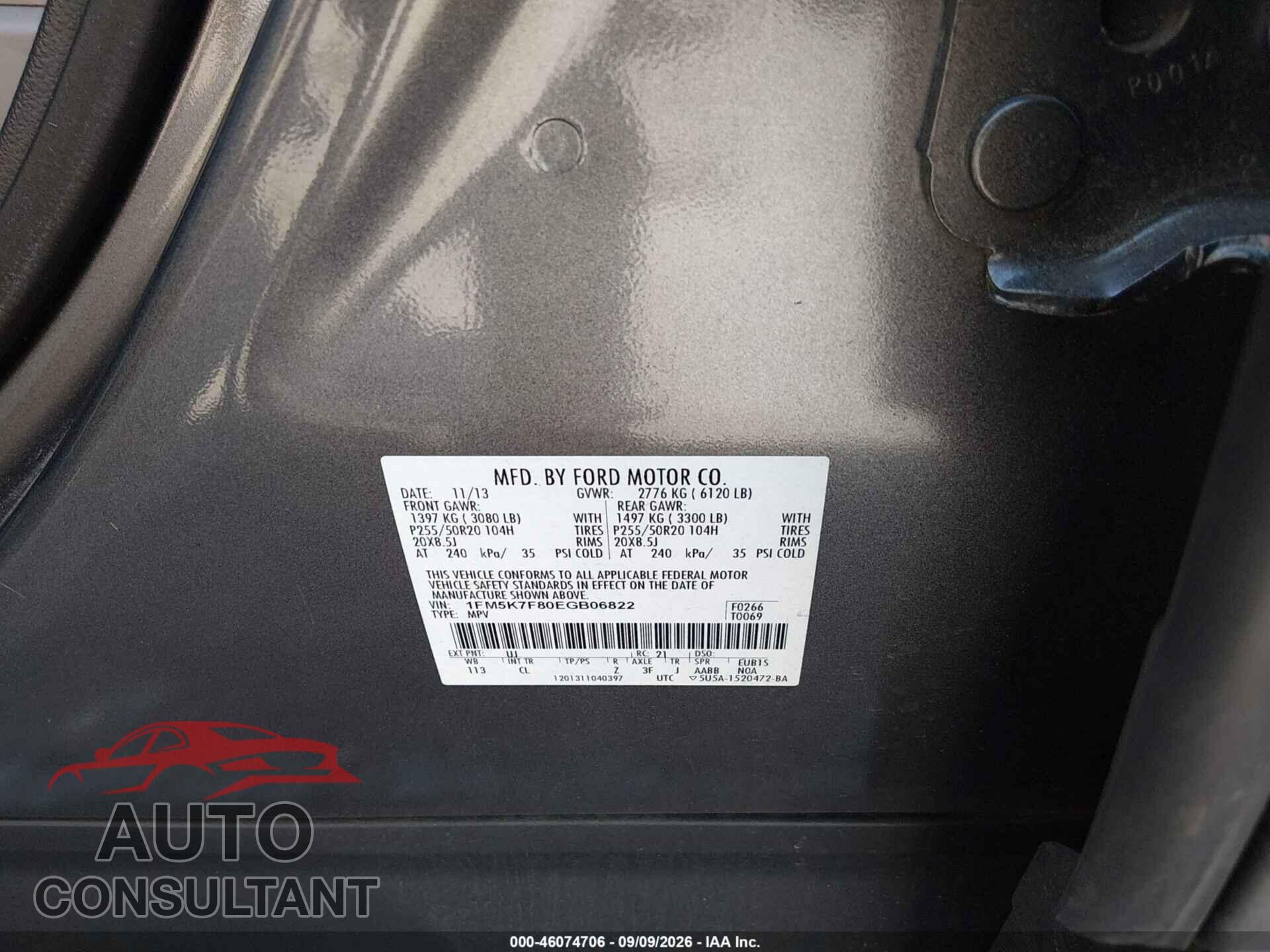 FORD EXPLORER 2014 - 1FM5K7F80EGB06822