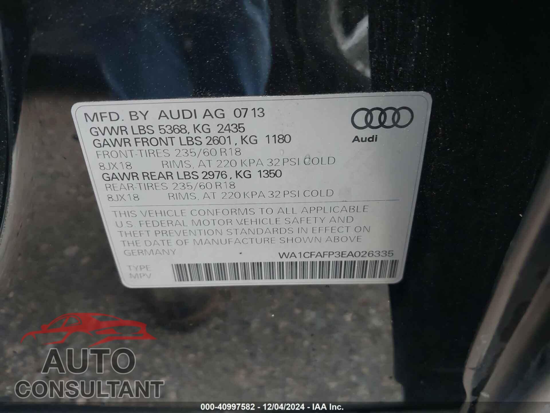 AUDI Q5 2014 - WA1CFAFP3EA026335