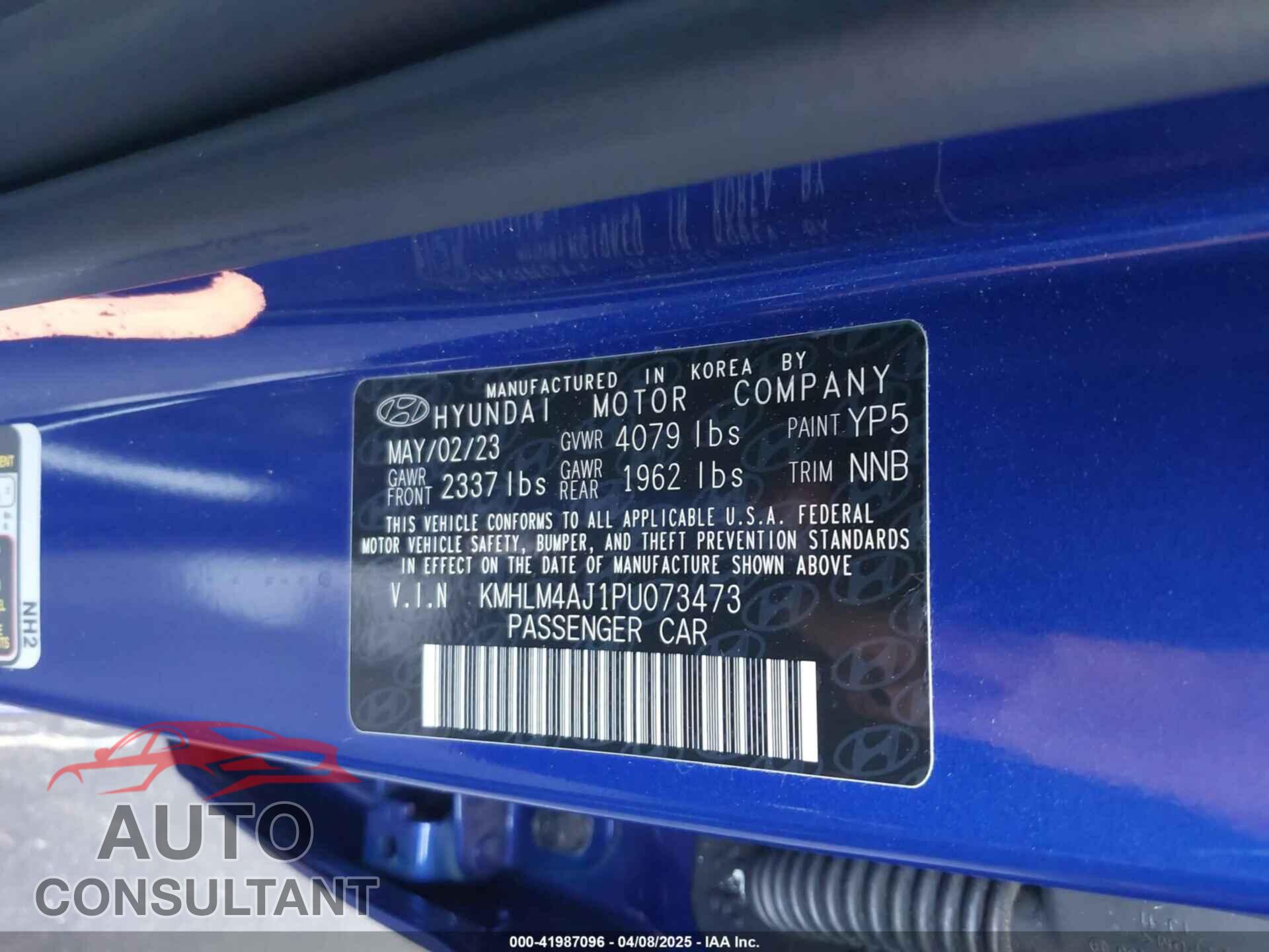 HYUNDAI ELANTRA HYBRID 2023 - KMHLM4AJ1PU073473