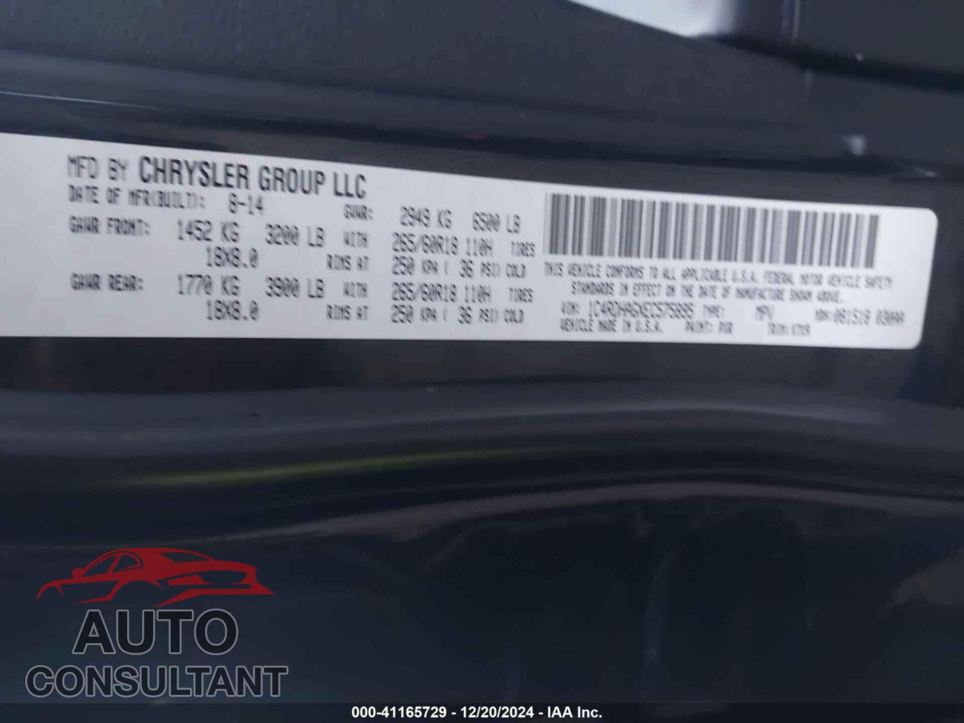 DODGE DURANGO 2014 - 1C4RDHAGXEC575895