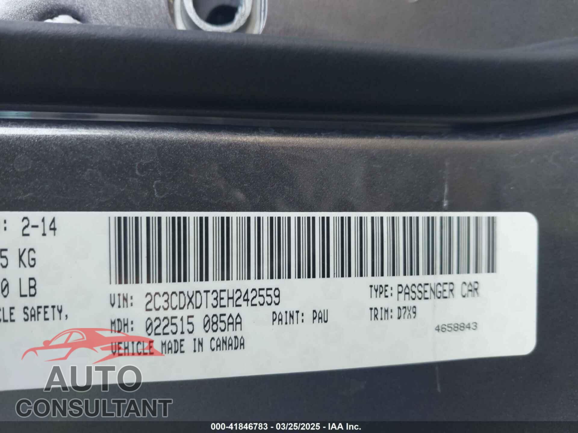 DODGE CHARGER 2014 - 2C3CDXDT3EH242559
