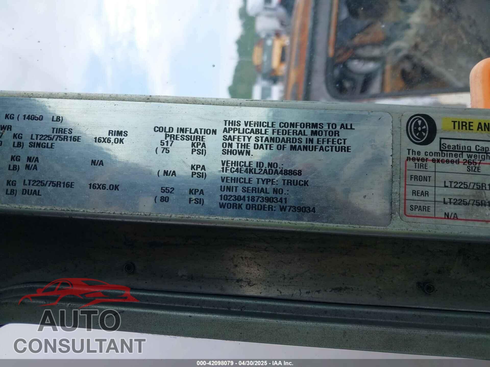 FORD E-450 STRIPPED 2010 - 1FC4E4KL2ADA48868