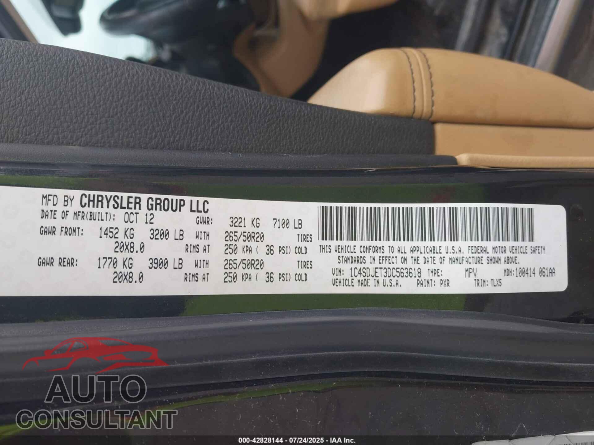DODGE DURANGO 2013 - 1C4SDJET3DC563618