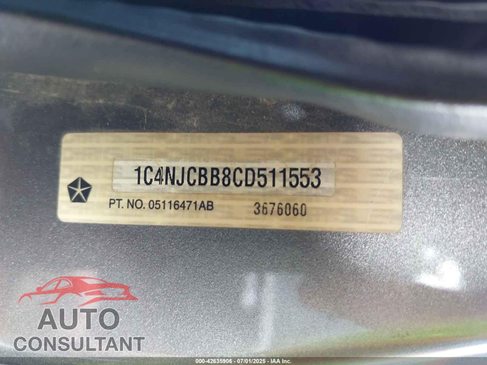 JEEP COMPASS 2012 - 1C4NJCBB8CD511553
