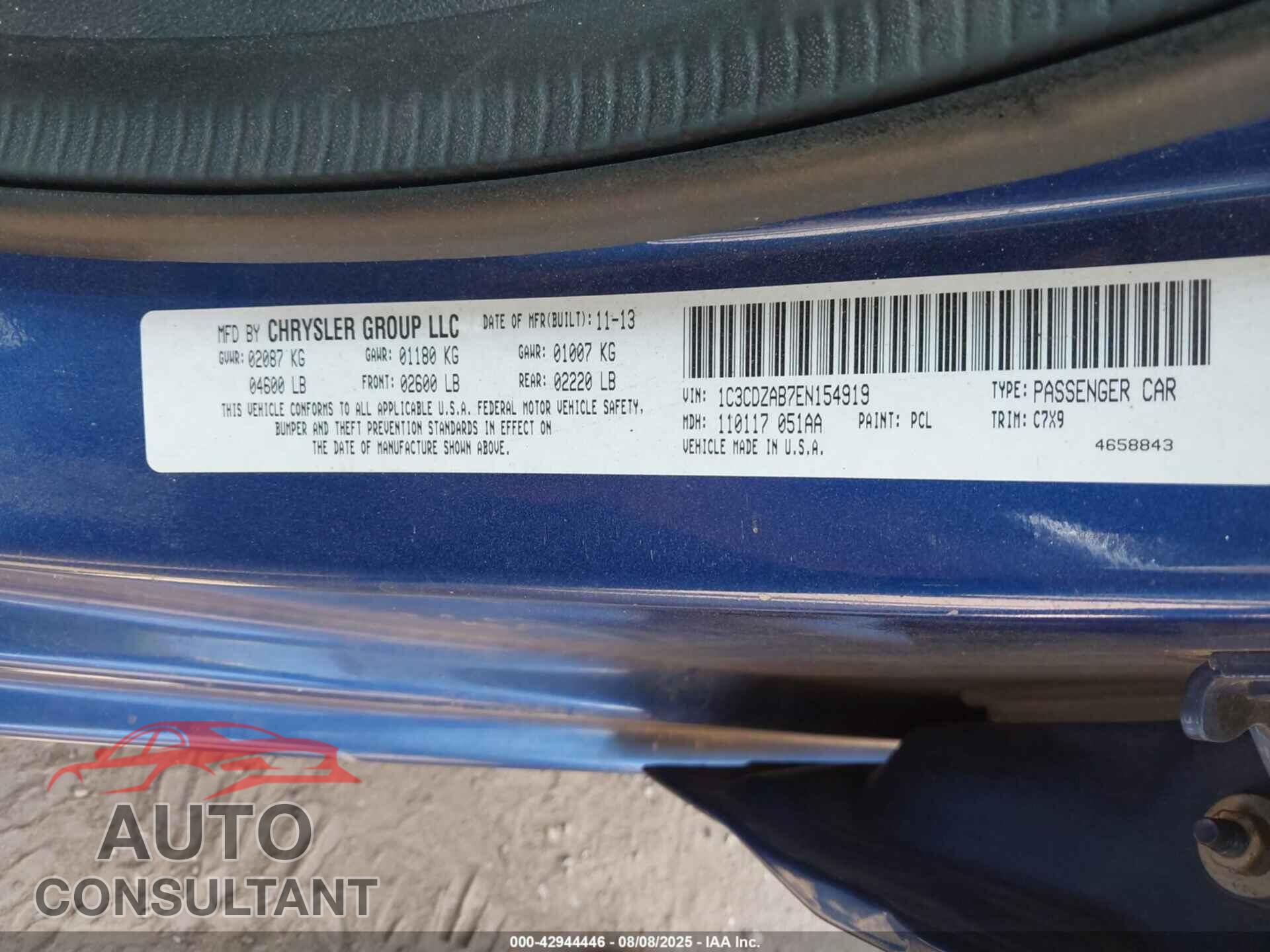 DODGE AVENGER 2014 - 1C3CDZAB7EN154919