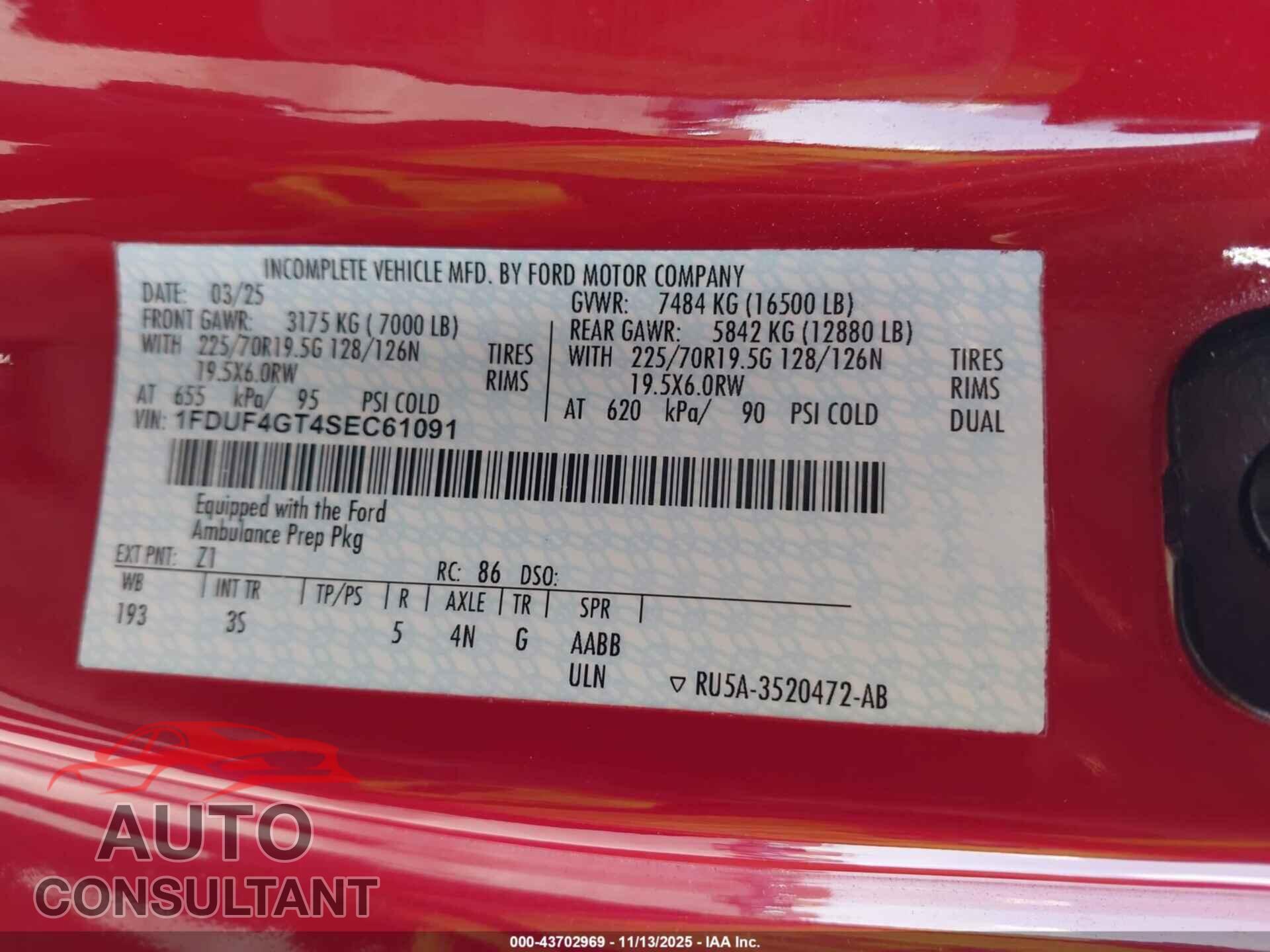 FORD F-450 CHASSIS 2025 - 1FDUF4GT4SEC61091
