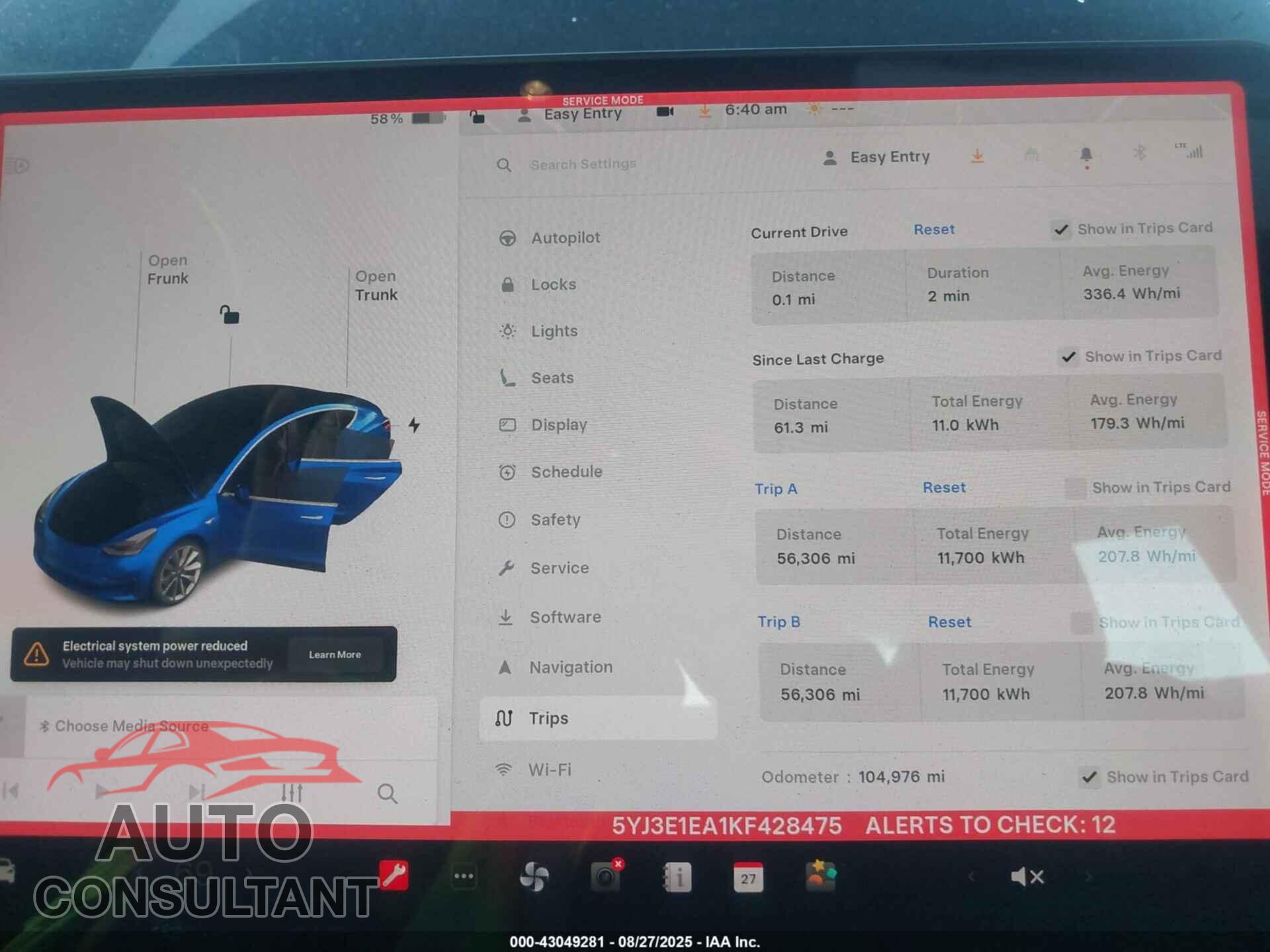 TESLA MODEL 3 2019 - 5YJ3E1EA1KF428475