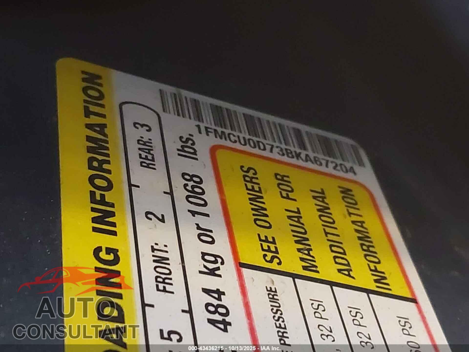 FORD ESCAPE 2011 - 1FMCU0D73BKA67204