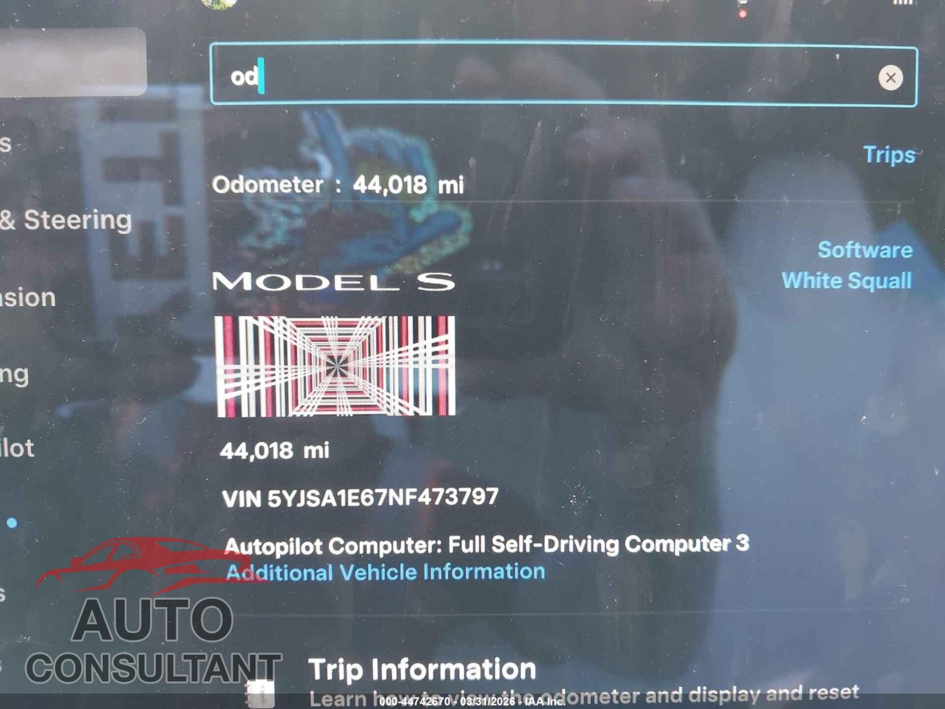 TESLA MODEL S 2022 - 5YJSA1E67NF473797