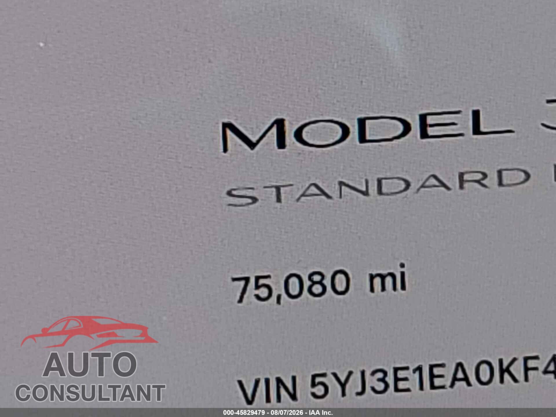 TESLA MODEL 3 2019 - 5YJ3E1EA0KF412543