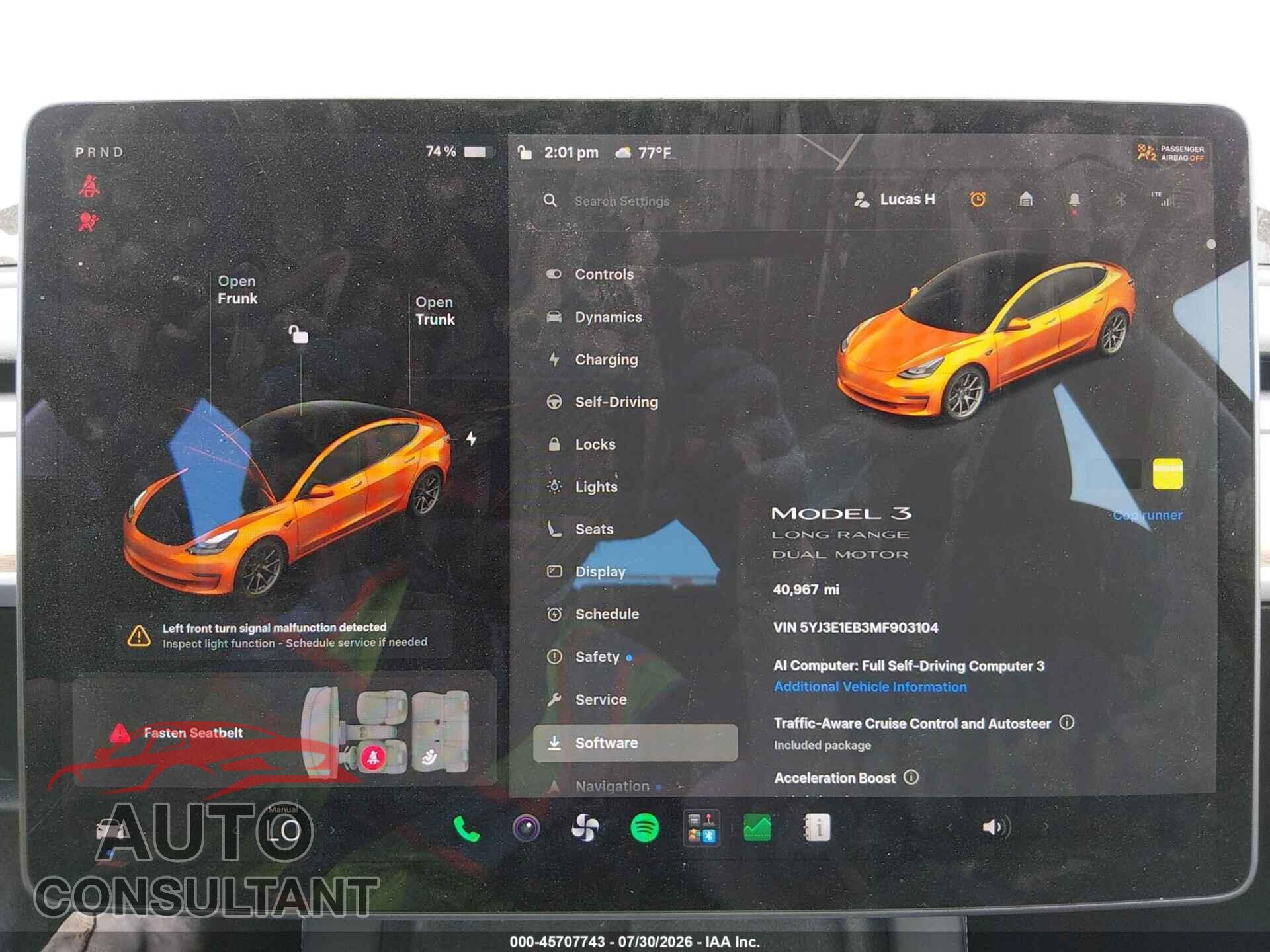 TESLA MODEL 3 2021 - 5YJ3E1EB3MF903104