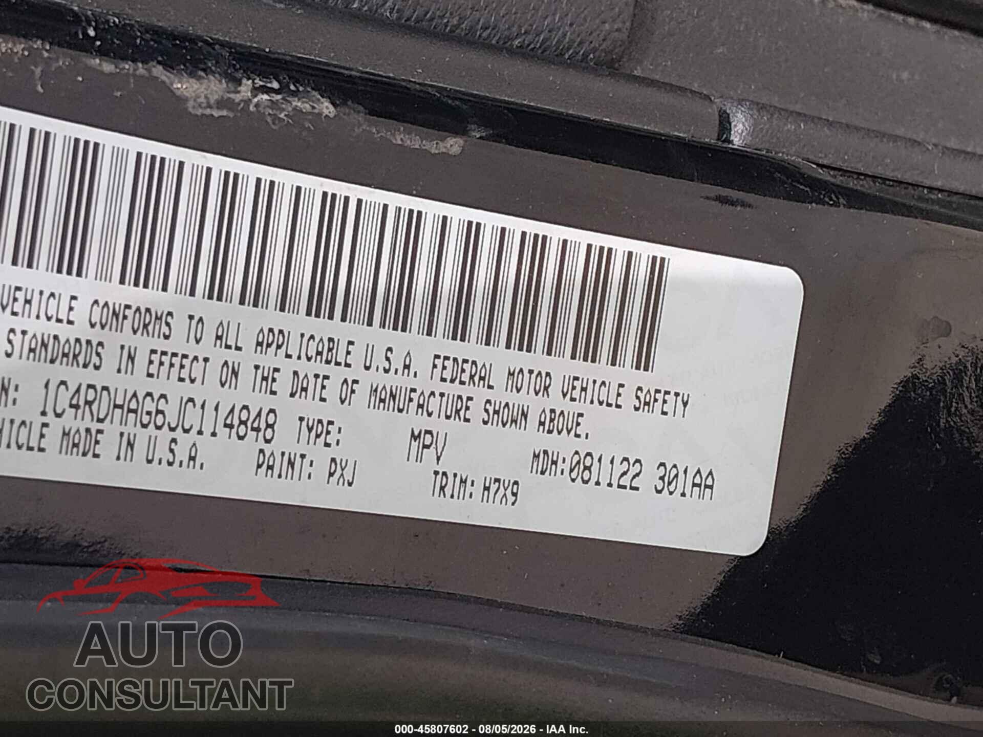 DODGE DURANGO 2018 - 1C4RDHAG6JC114848