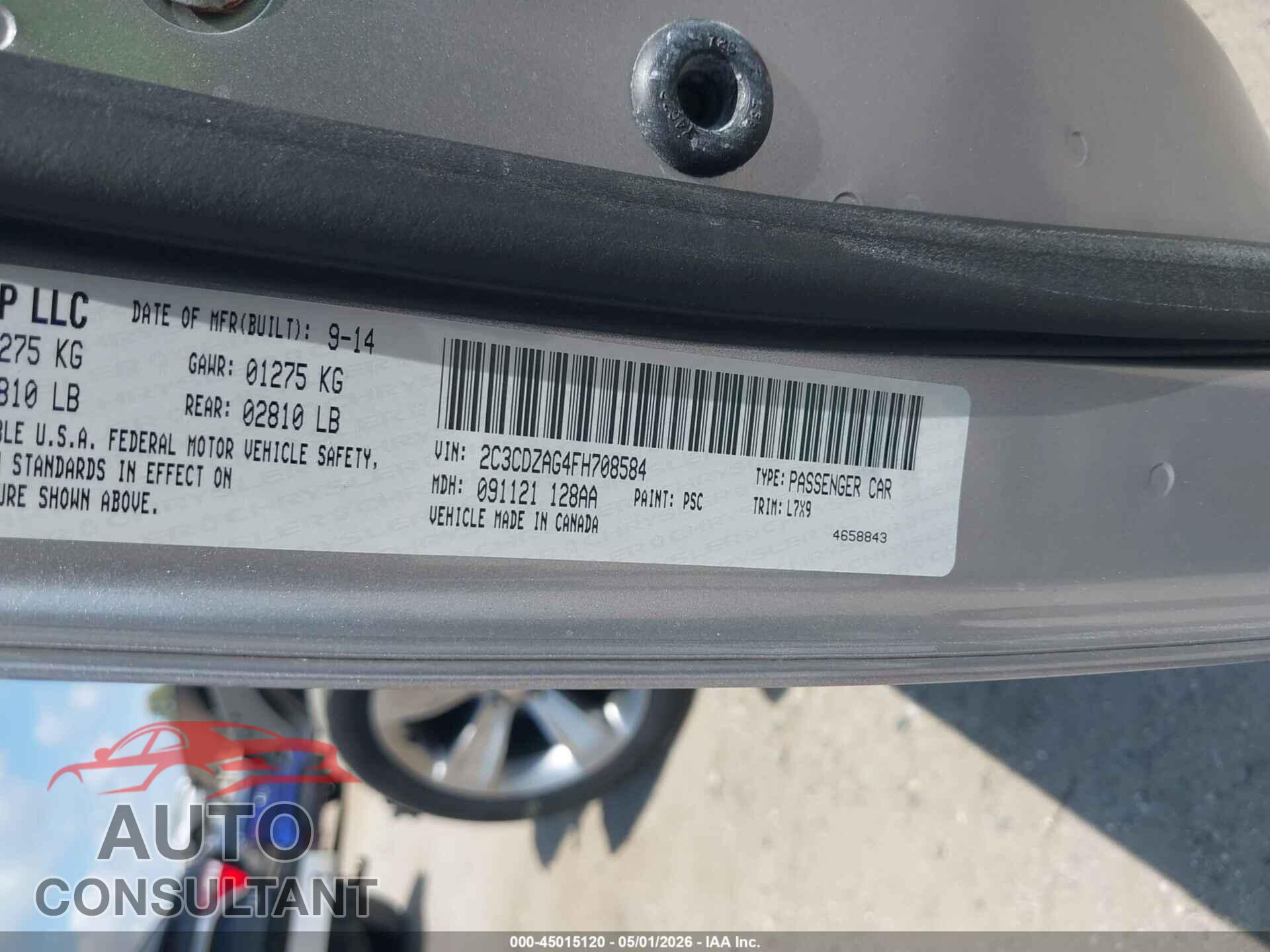 DODGE CHALLENGER 2015 - 2C3CDZAG4FH708584