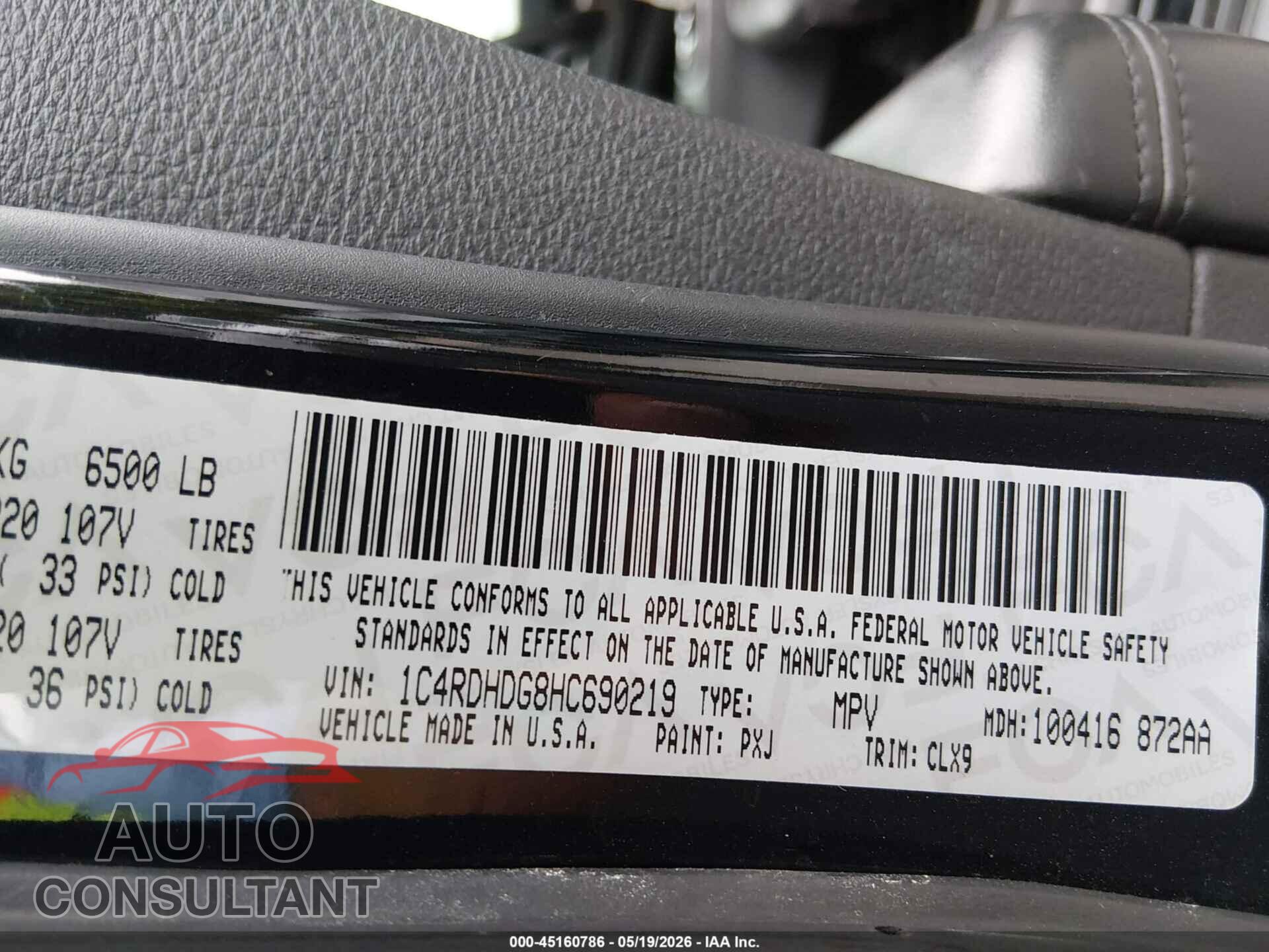 DODGE DURANGO 2017 - 1C4RDHDG8HC690219