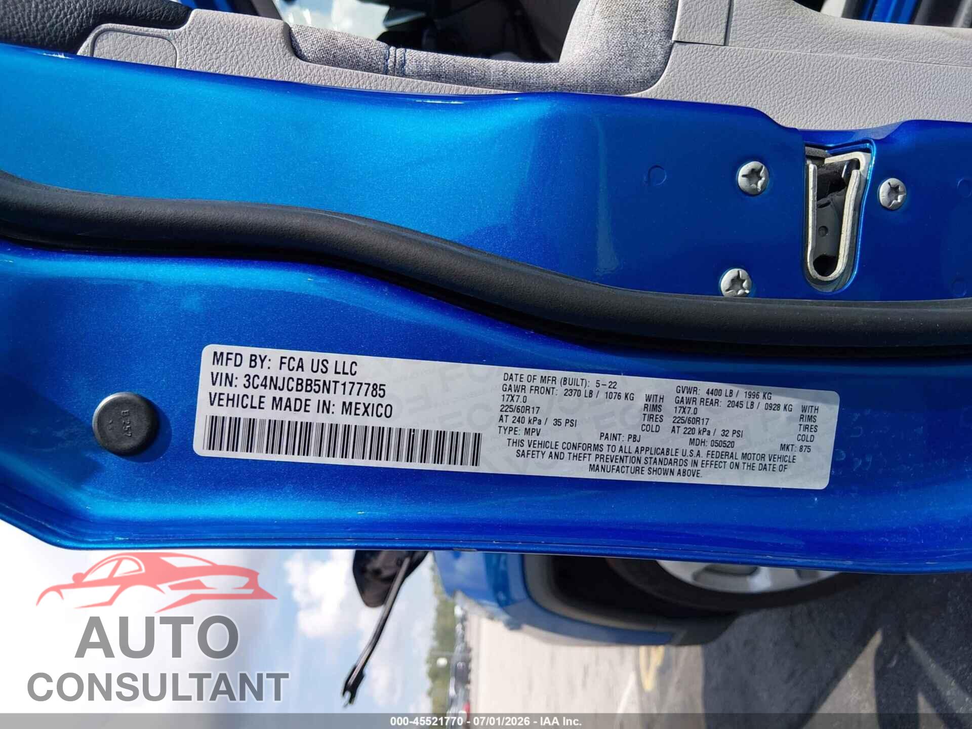 JEEP COMPASS 2022 - 3C4NJCBB5NT177785