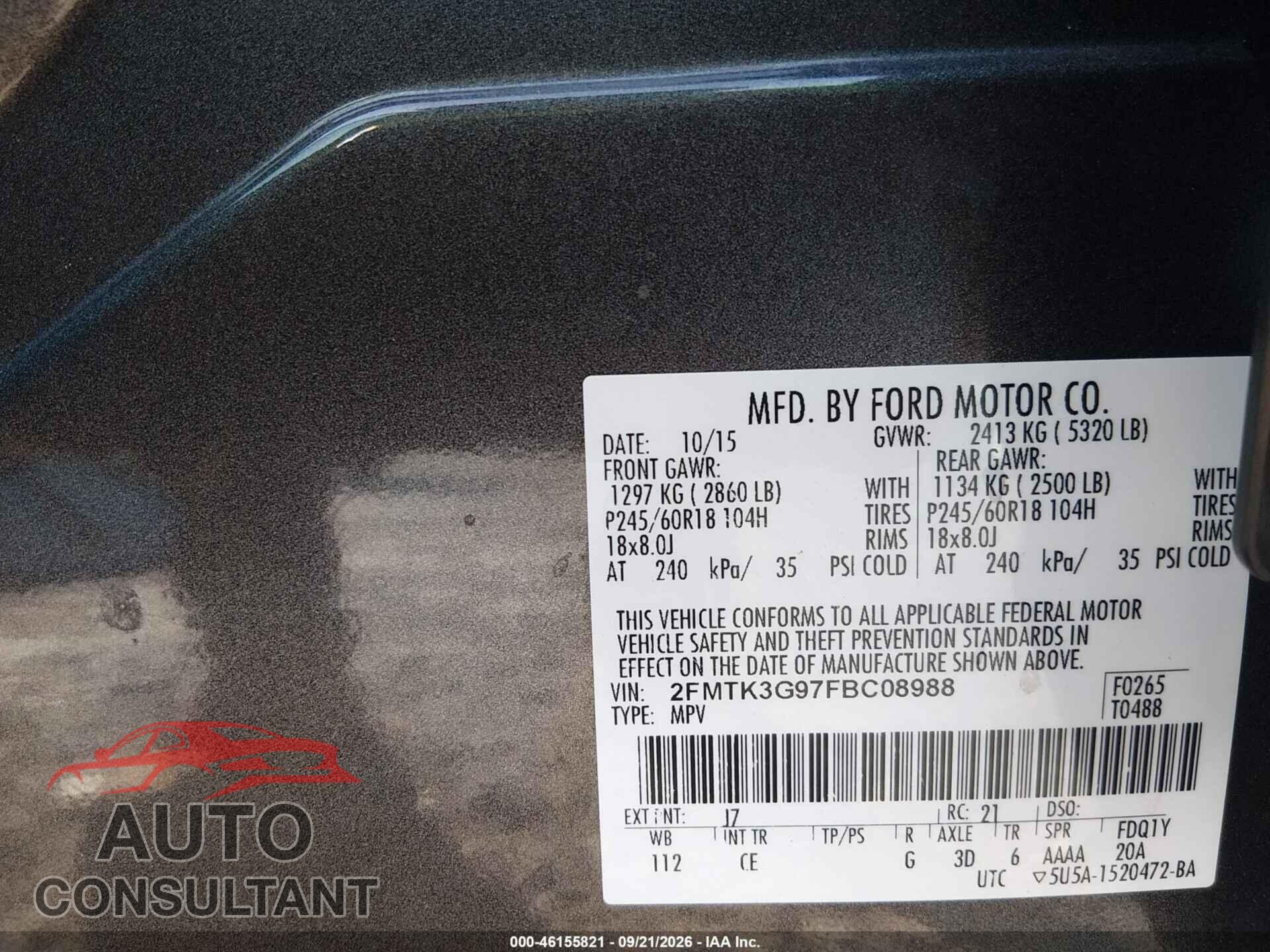 FORD EDGE 2015 - 2FMTK3G97FBC08988