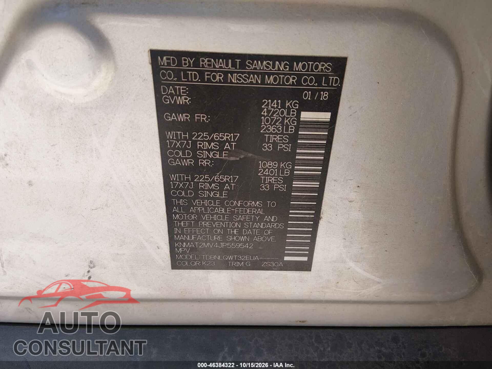 NISSAN ROGUE 2018 - KNMAT2MV4JP559542