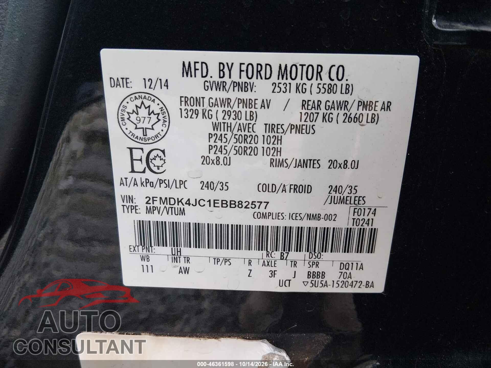 FORD EDGE 2014 - 2FMDK4JC1EBB82577