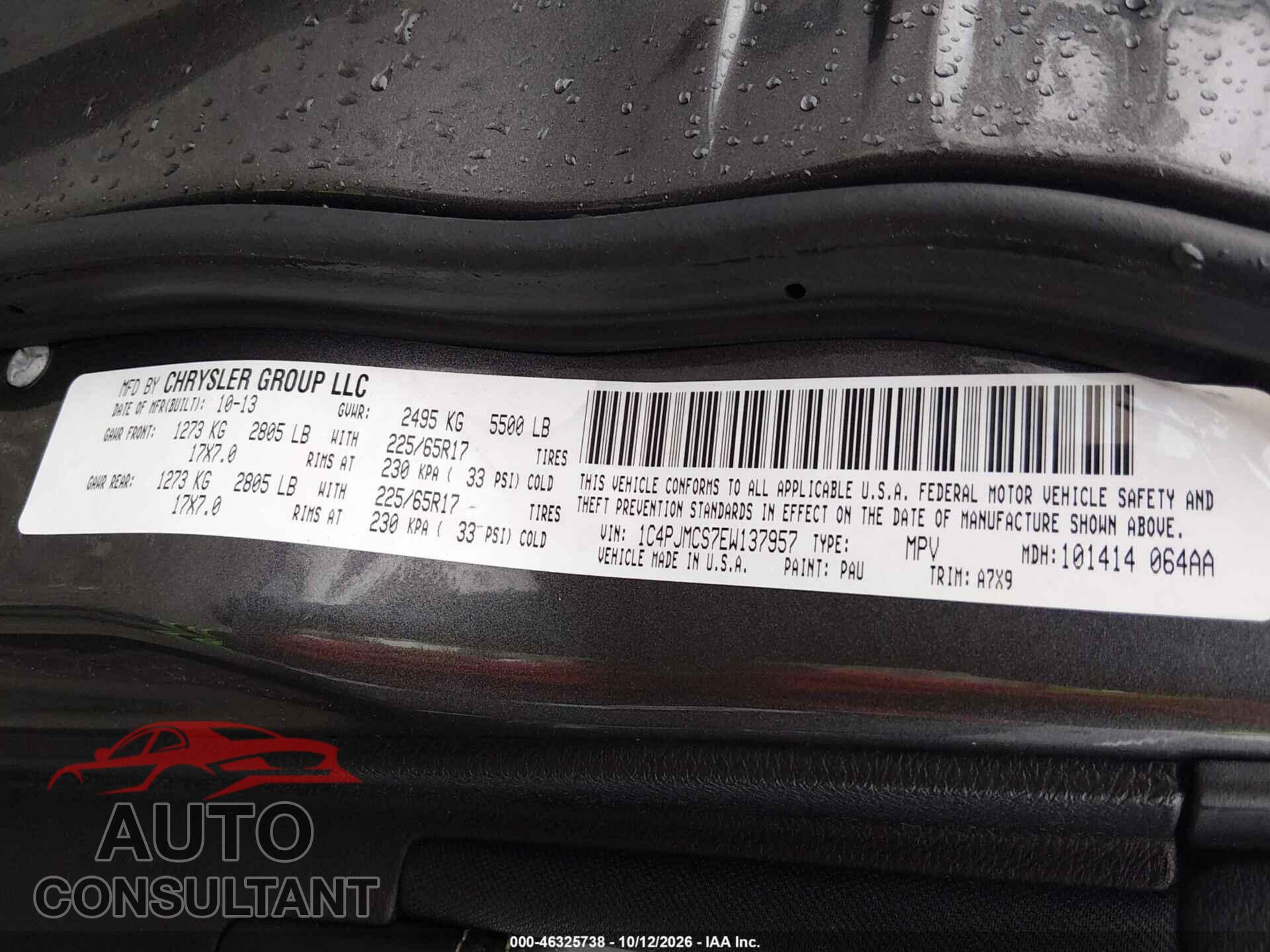 JEEP CHEROKEE 2014 - 1C4PJMCS7EW137957