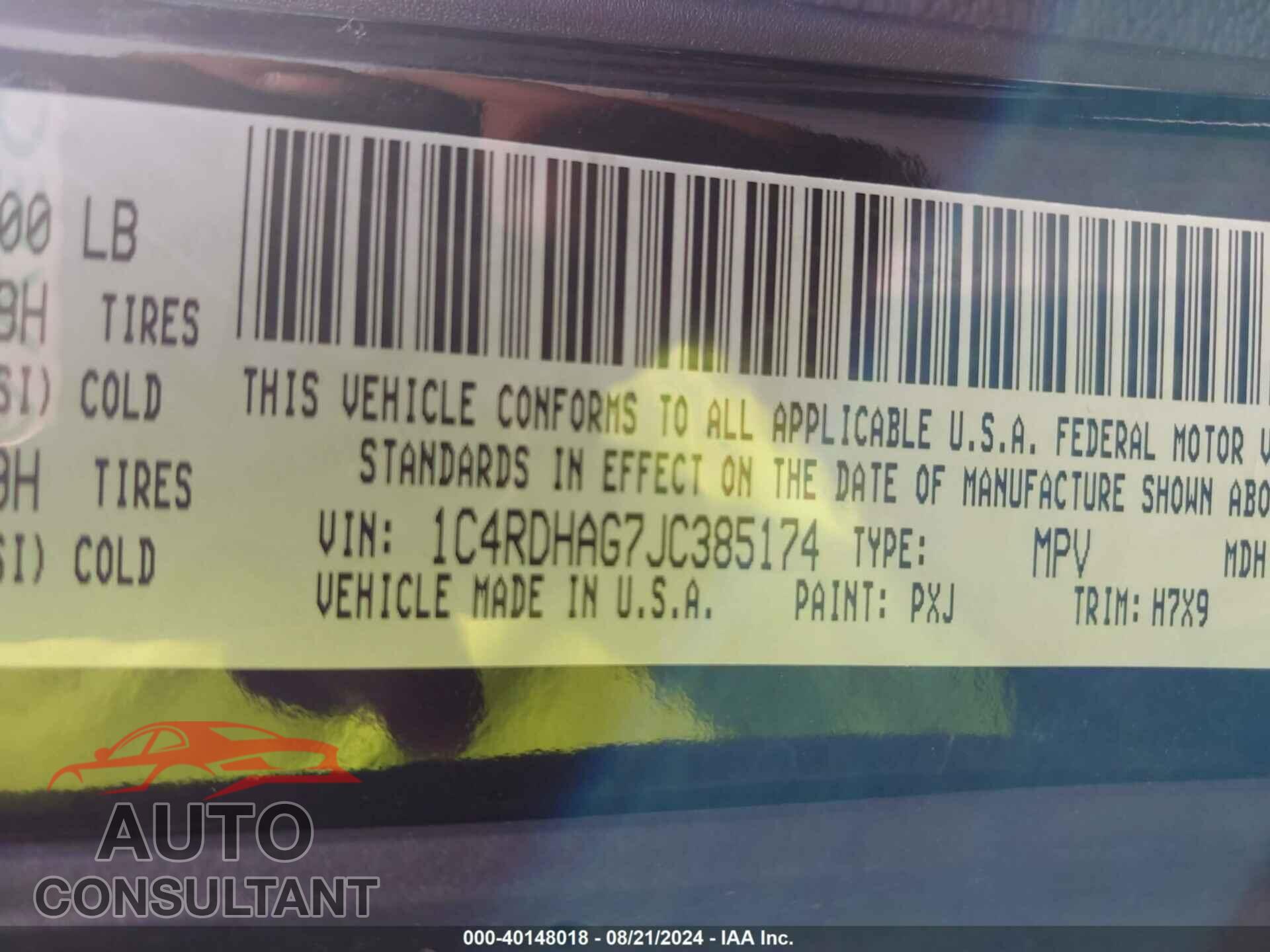 DODGE DURANGO 2018 - 1C4RDHAG7JC385174