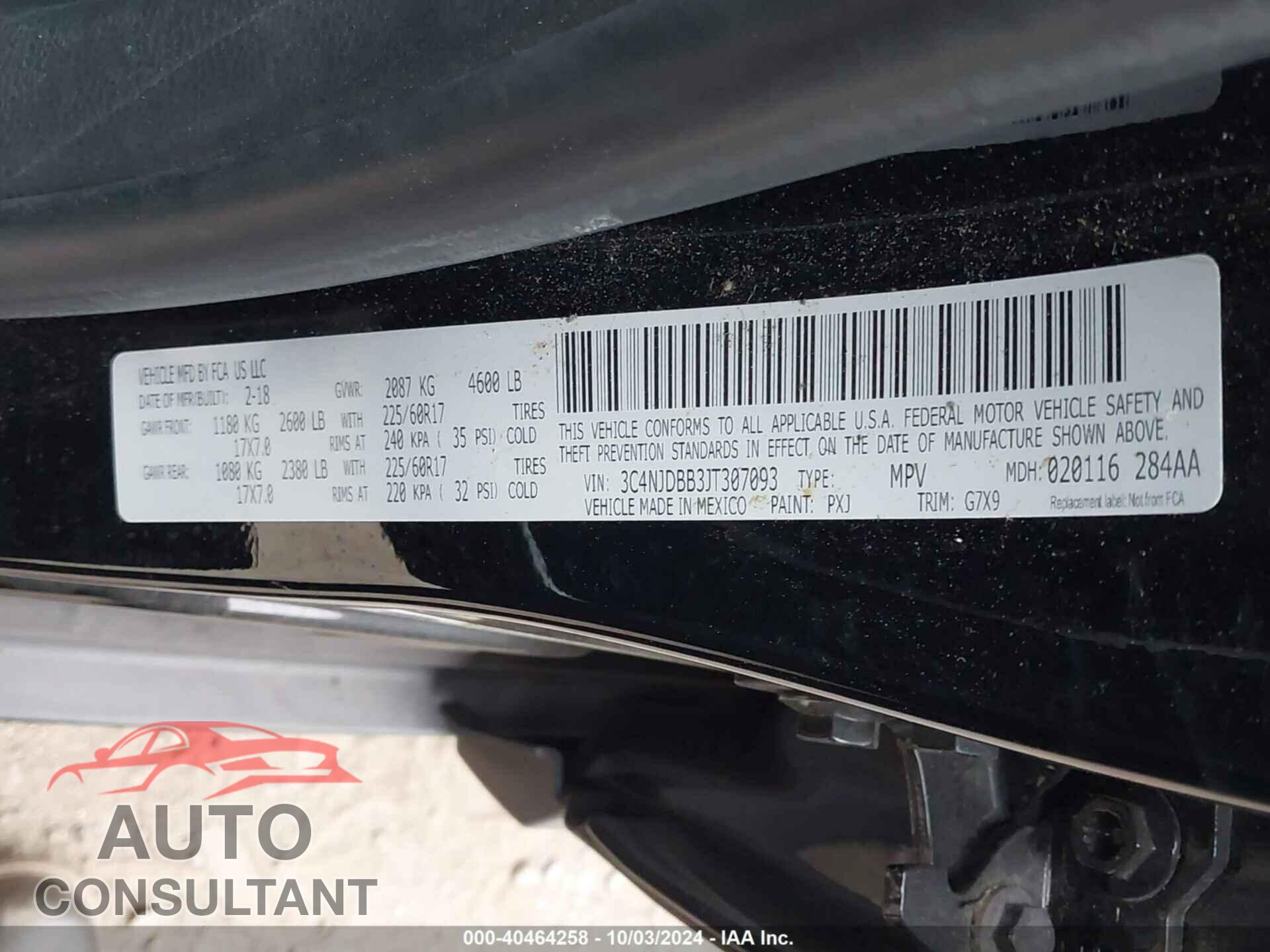 JEEP COMPASS 2018 - 3C4NJDBB3JT307093