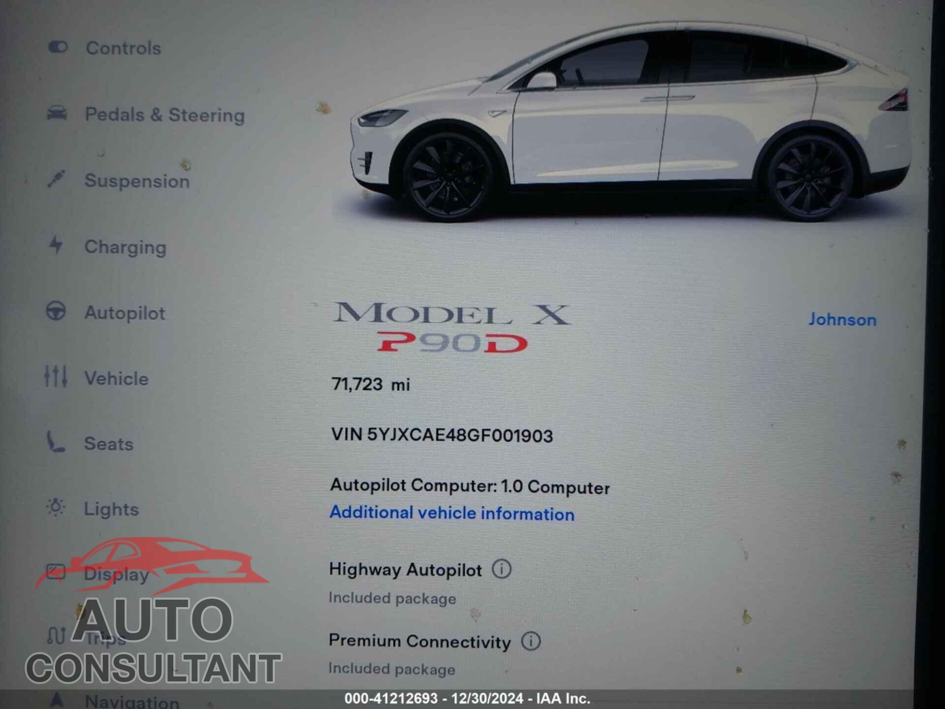 TESLA MODEL X 2016 - 5YJXCAE48GF001903