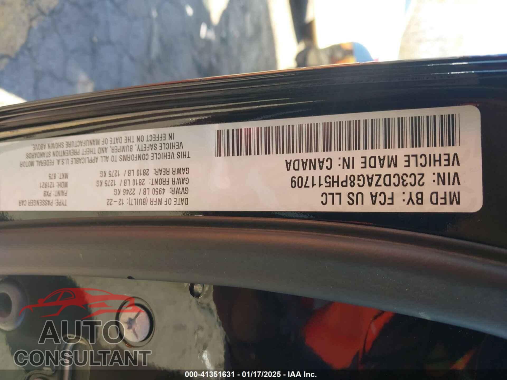 DODGE CHALLENGER 2023 - 2C3CDZAG8PH511709