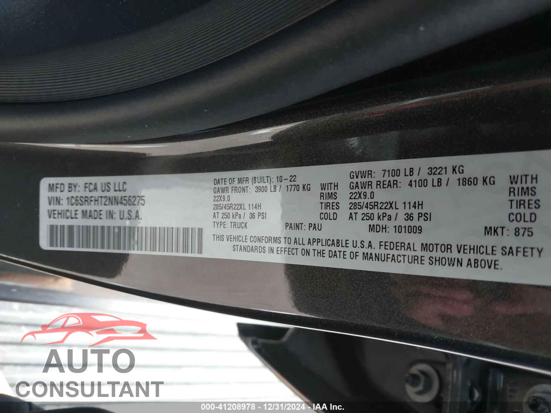 RAM 1500 2022 - 1C6SRFHT2NN456275