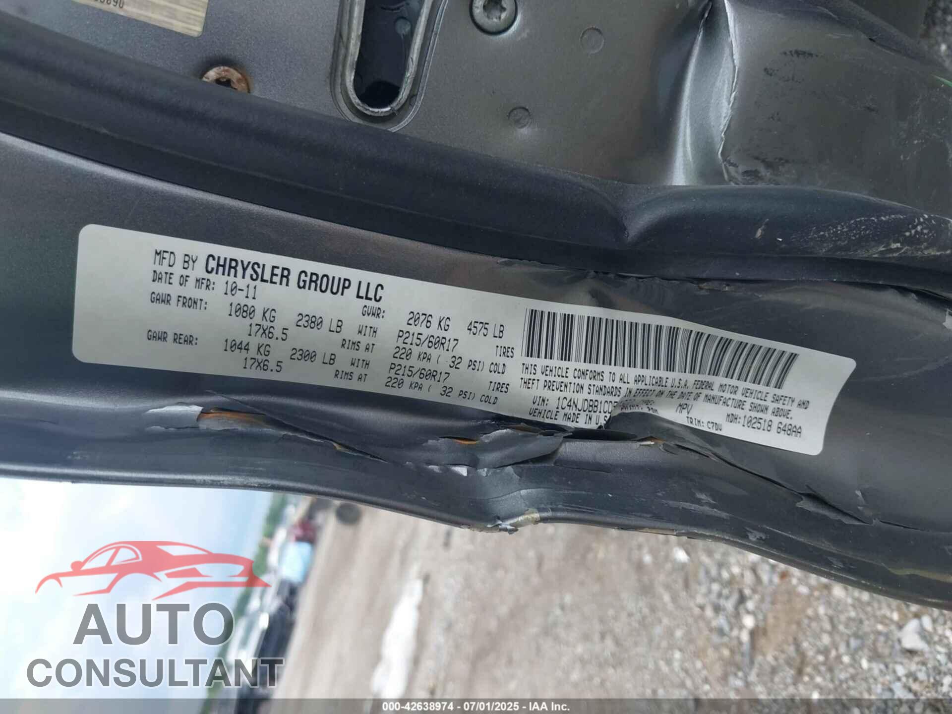 JEEP COMPASS 2012 - 1C4NJDBB1CD541922