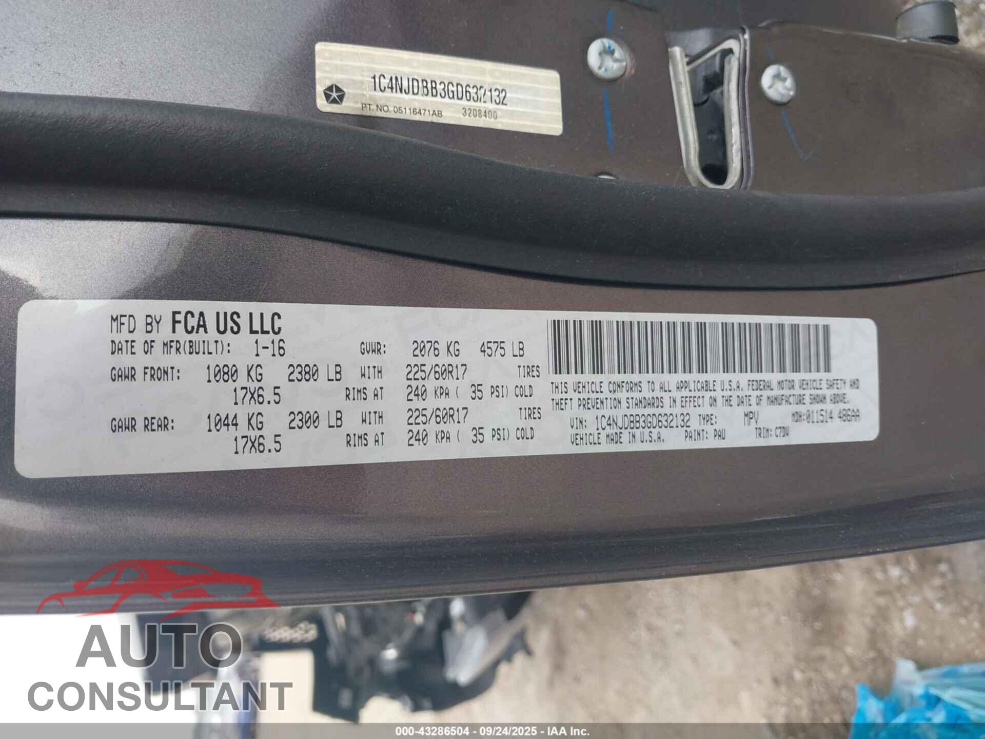 JEEP COMPASS 2016 - 1C4NJDBB3GD632132