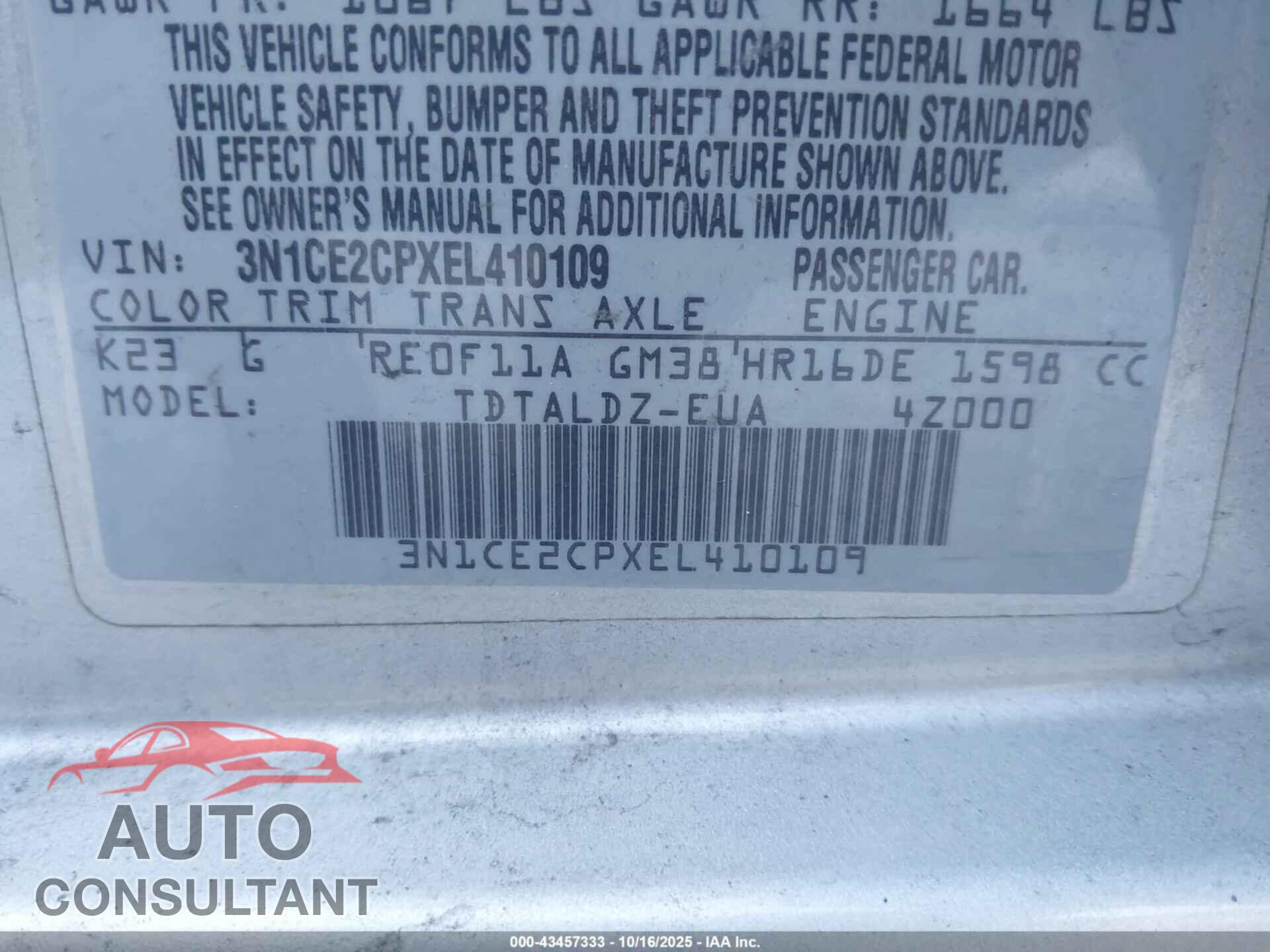 NISSAN VERSA NOTE 2014 - 3N1CE2CPXEL410109