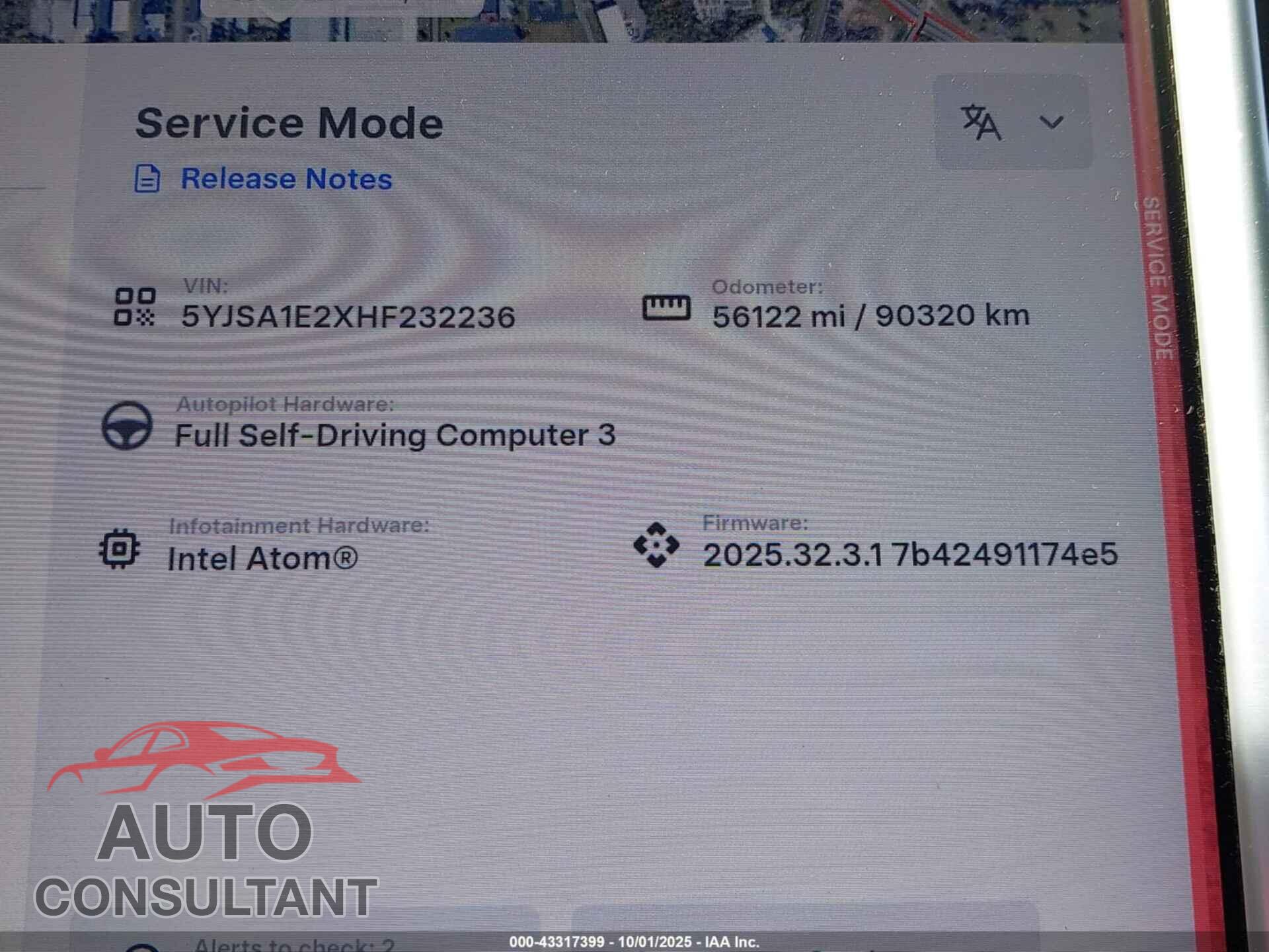TESLA MODEL S 2017 - 5YJSA1E2XHF232236