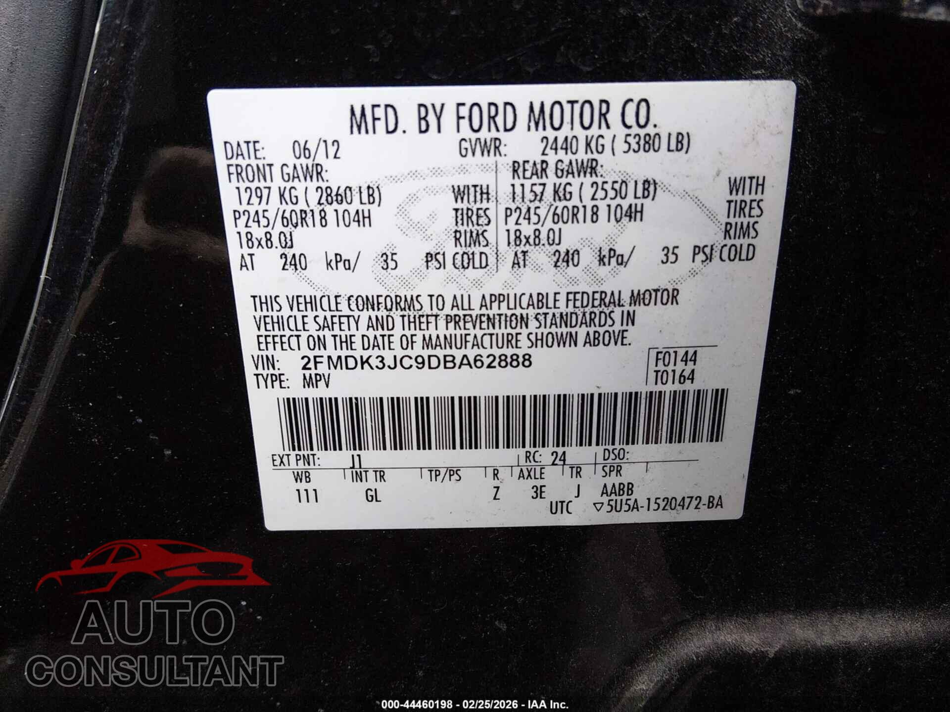 FORD EDGE 2013 - 2FMDK3JC9DBA62888