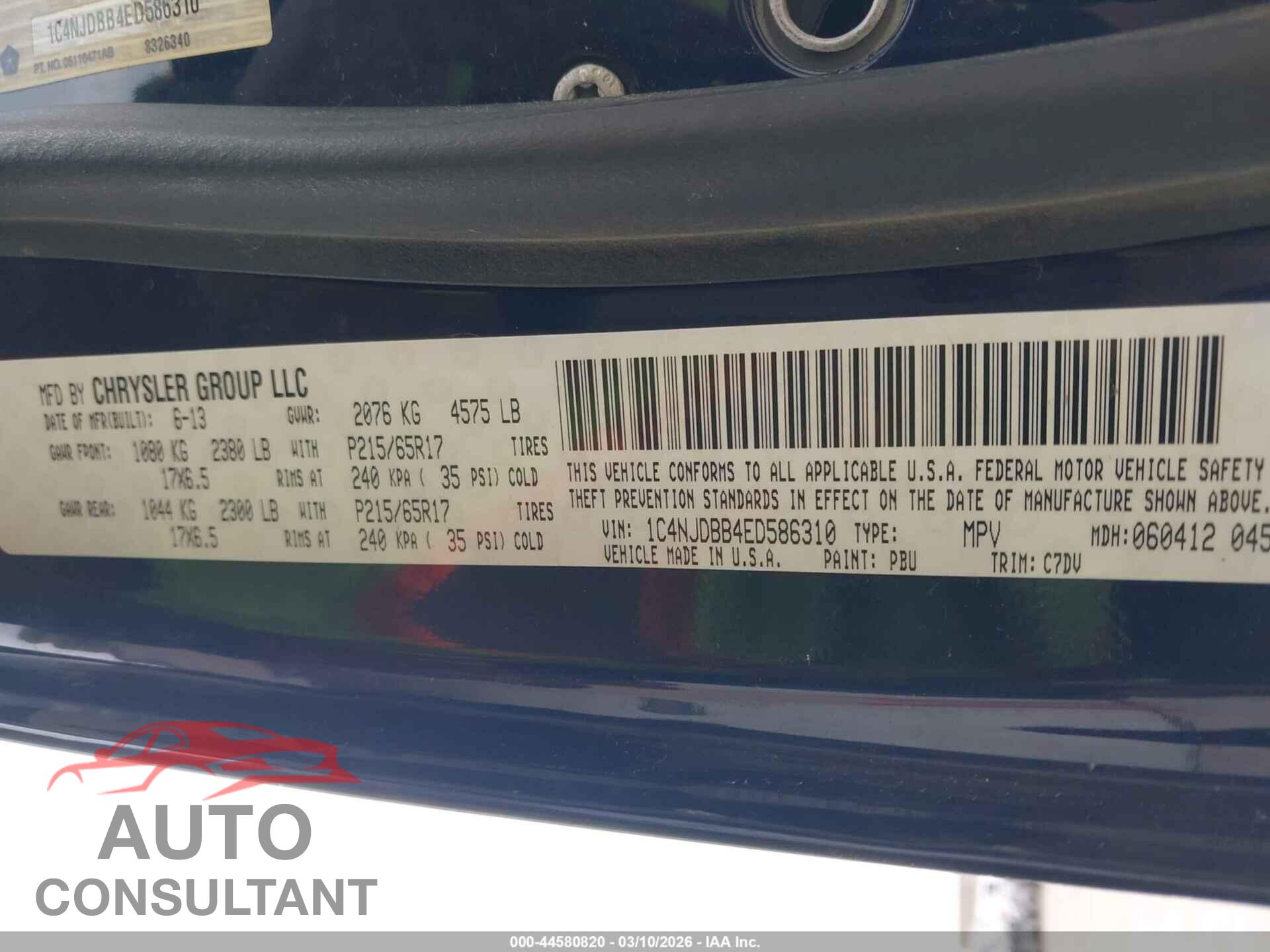 JEEP COMPASS 2014 - 1C4NJDBB4ED586310