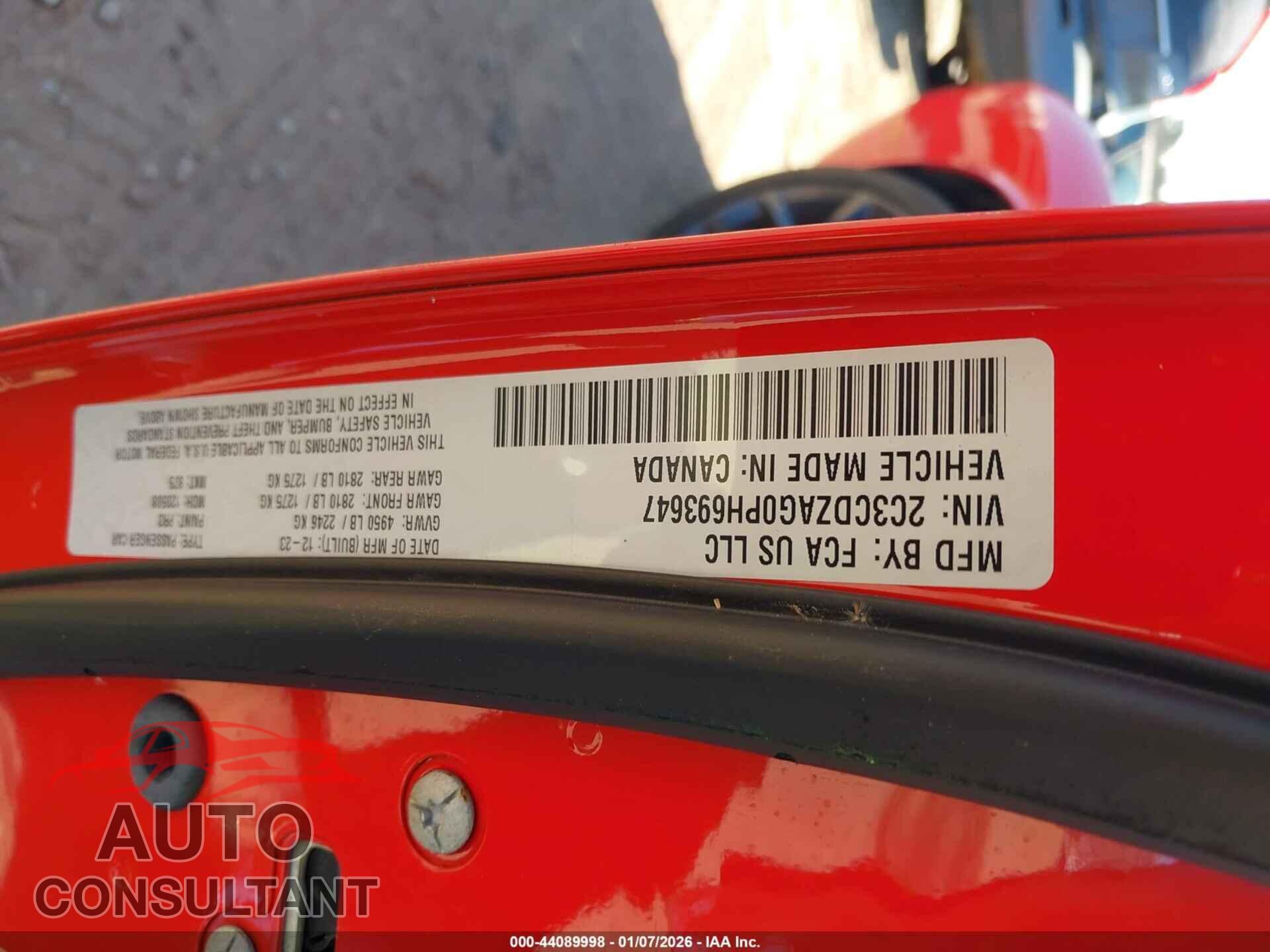 DODGE CHALLENGER 2023 - 2C3CDZAG0PH693647