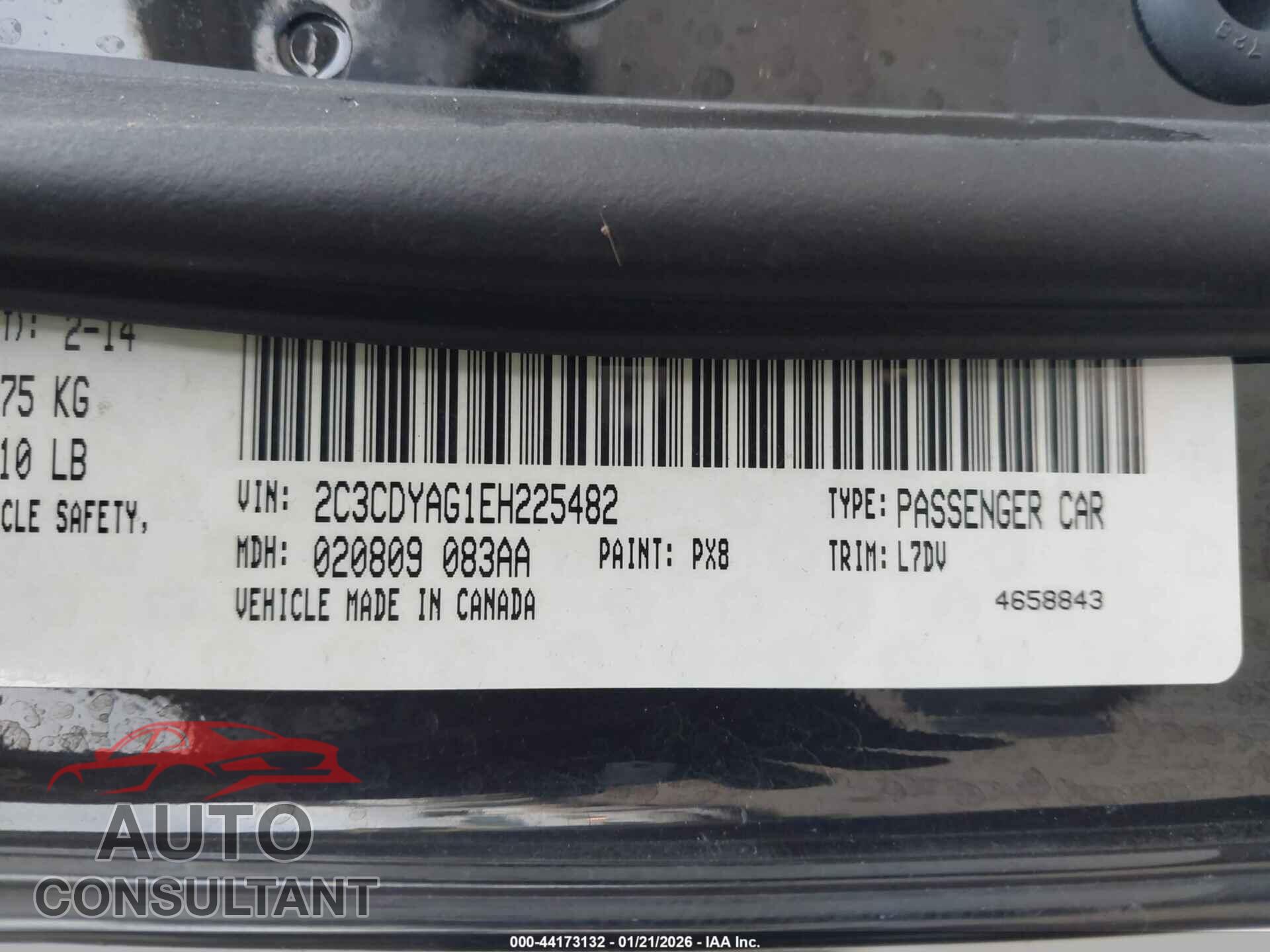 DODGE CHALLENGER 2014 - 2C3CDYAG1EH225482