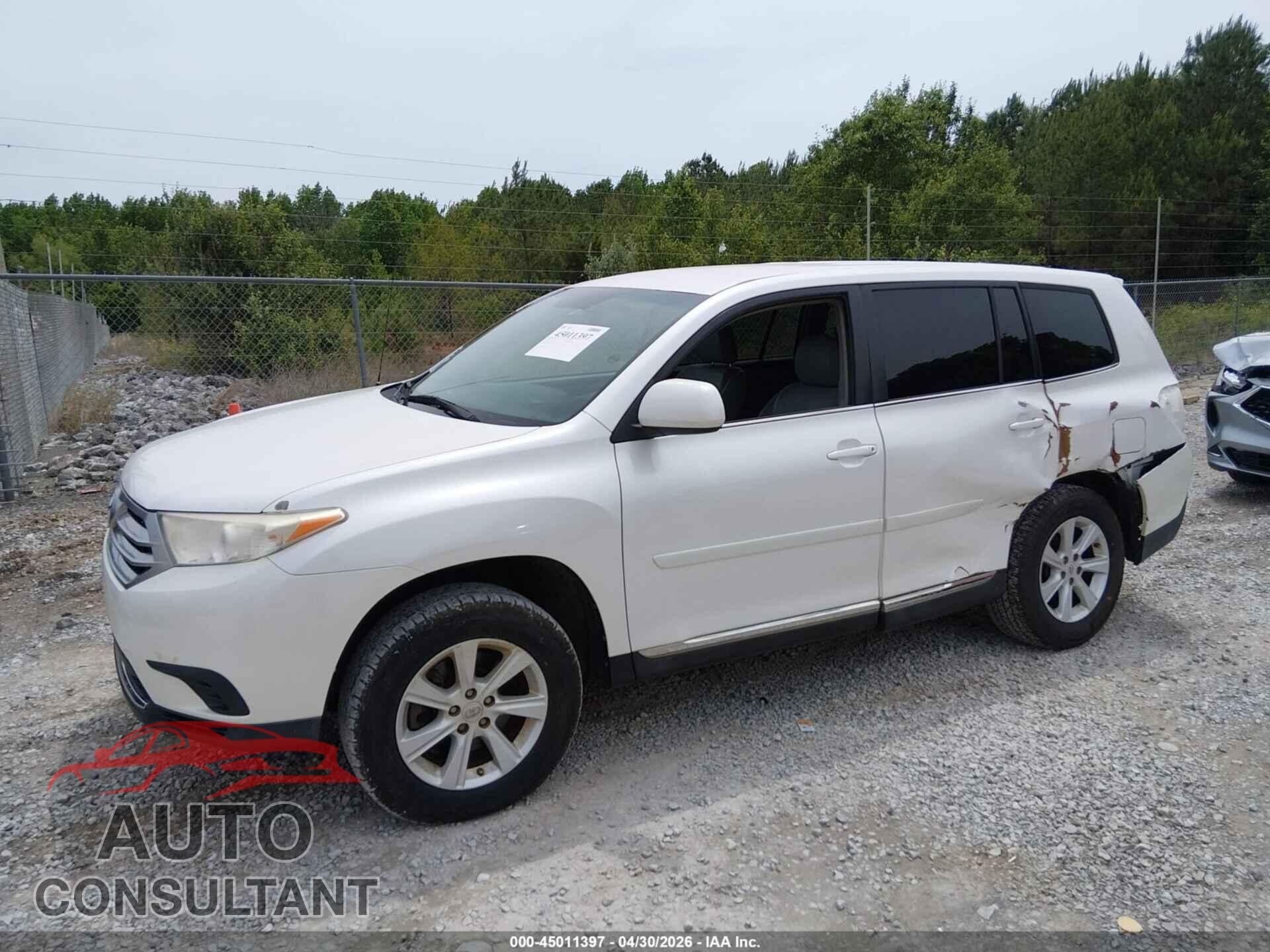 TOYOTA HIGHLANDER 2012 - 5TDZA3EH4CS025490