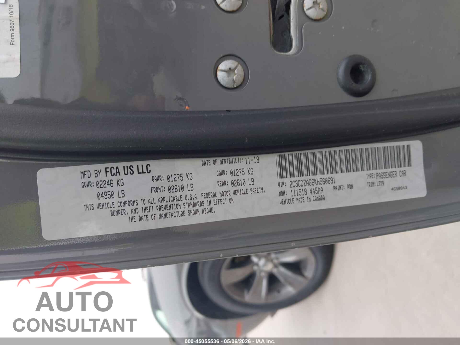 DODGE CHALLENGER 2019 - 2C3CDZAG6KH560691