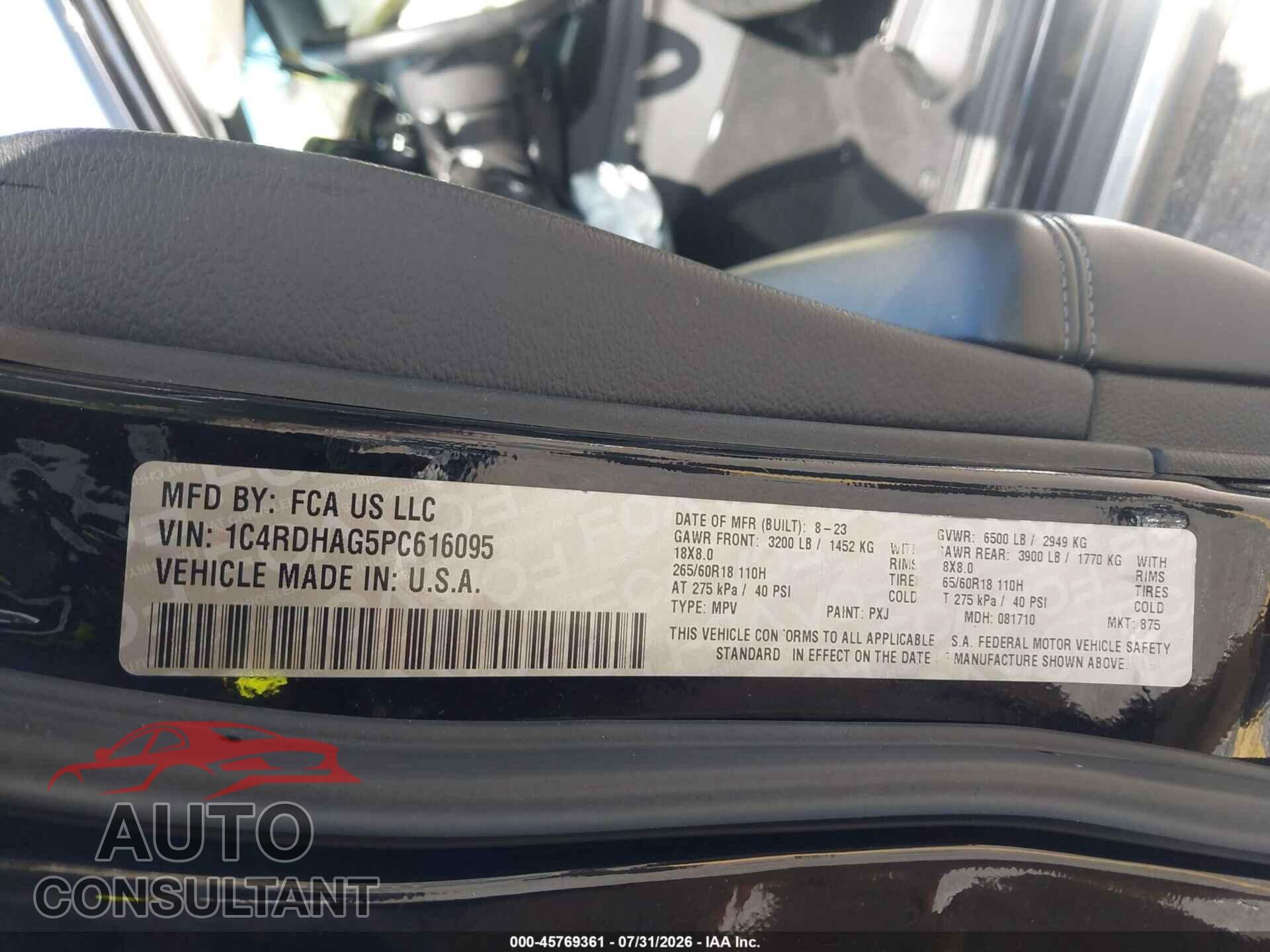 DODGE DURANGO 2023 - 1C4RDHAG5PC616095