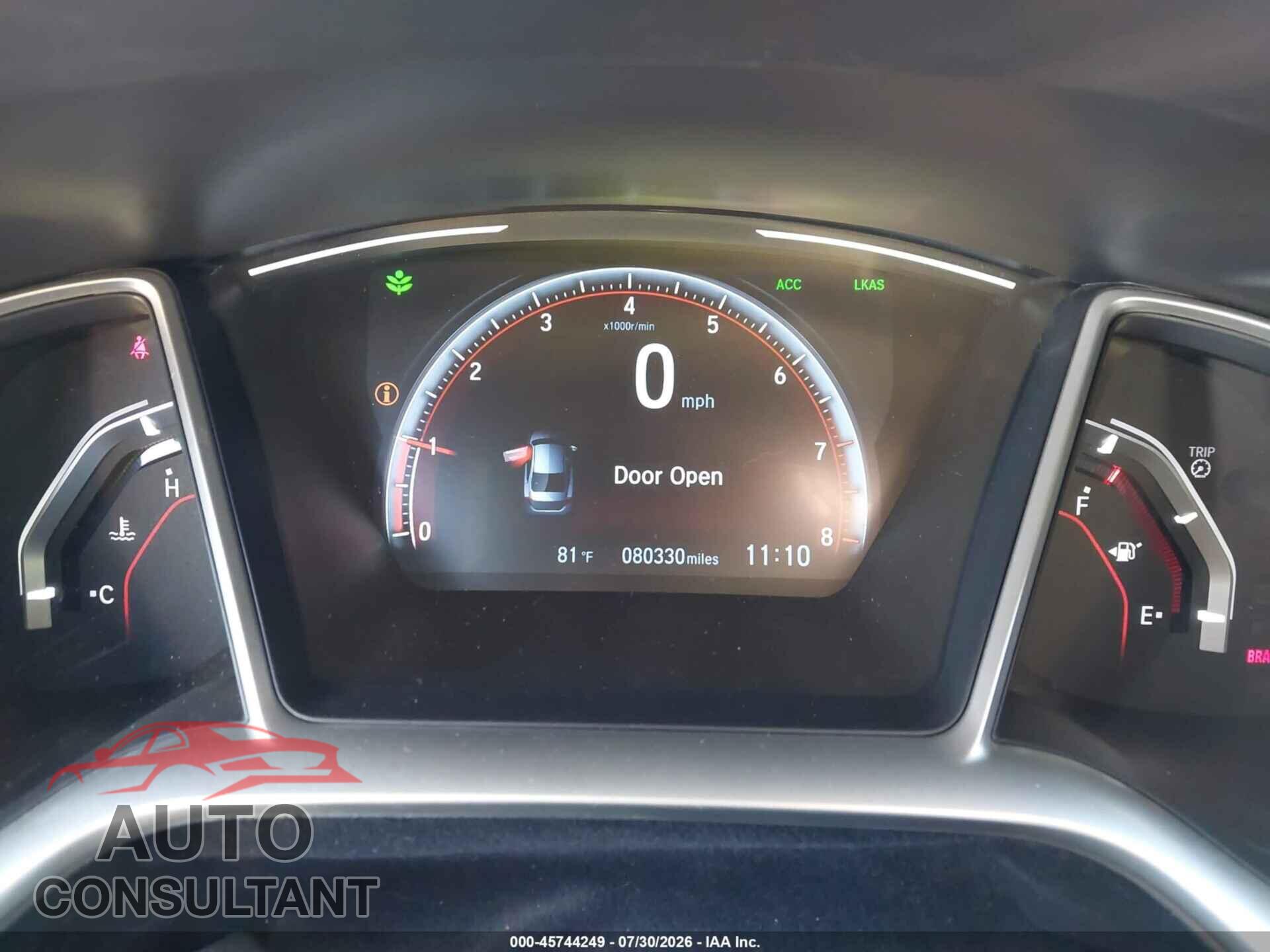 HONDA CIVIC 2019 - 2HGFC2E86KH540173