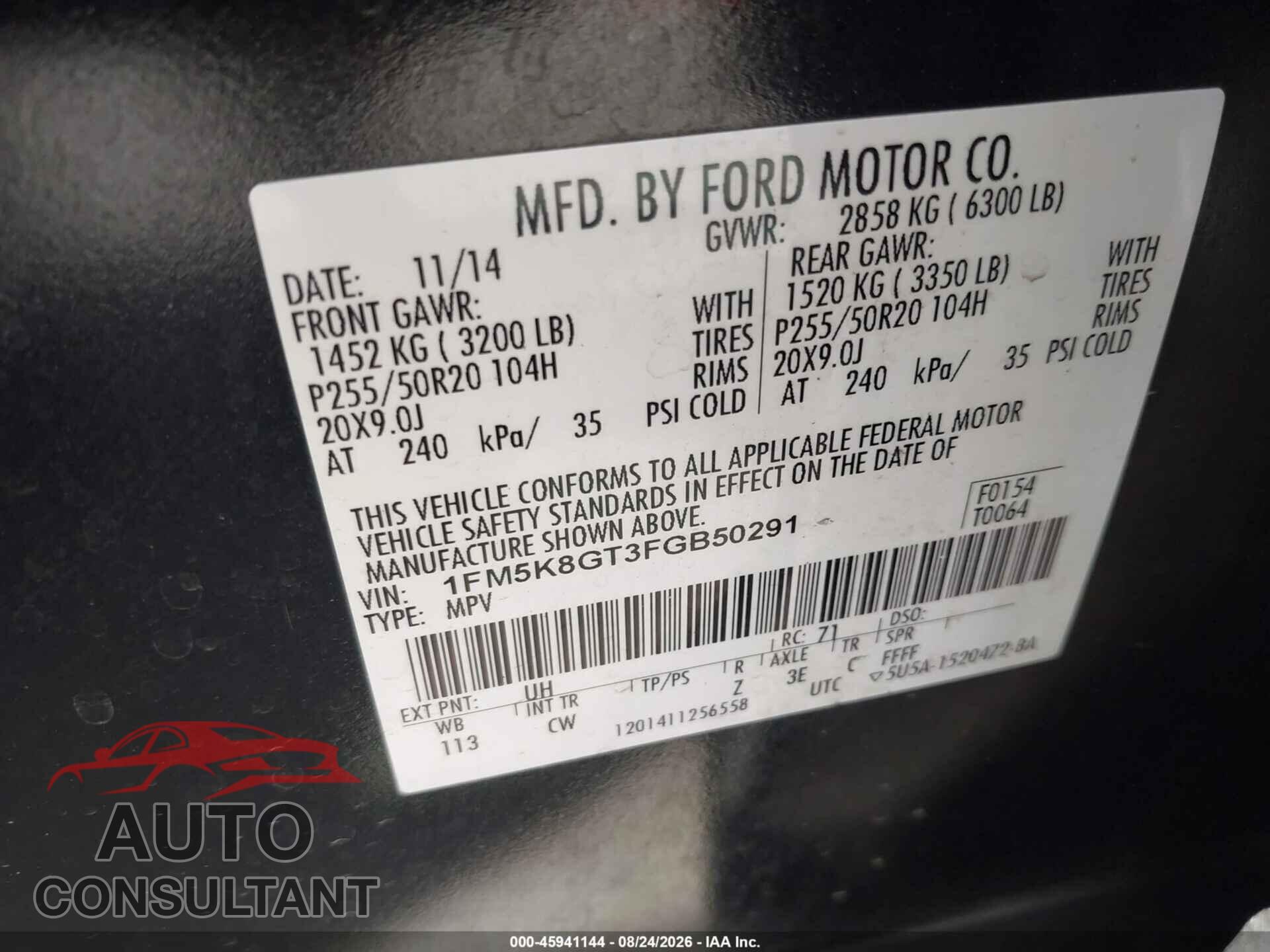 FORD EXPLORER 2015 - 1FM5K8GT3FGB50291