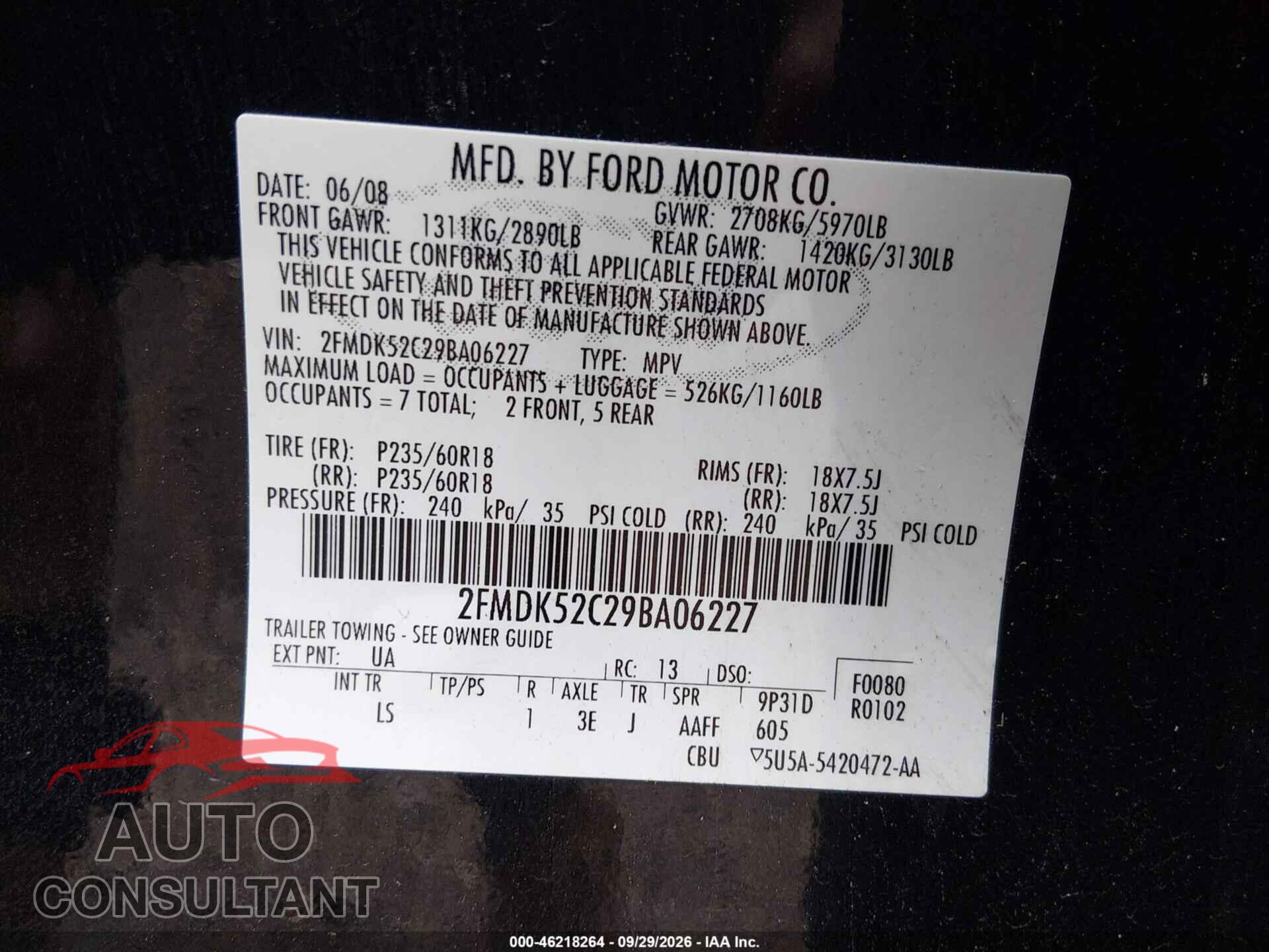 FORD FLEX 2009 - 2FMDK52C29BA06227