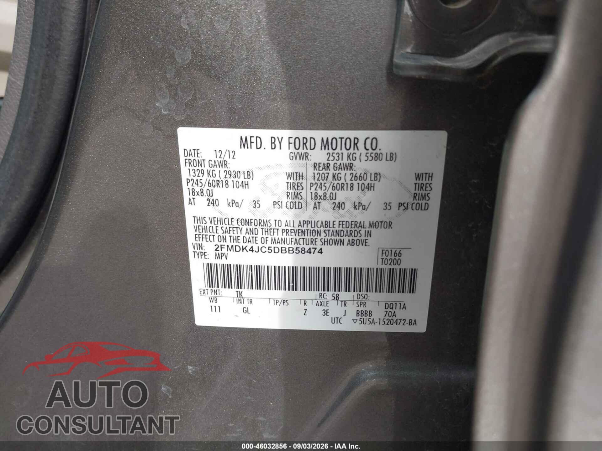 FORD EDGE 2013 - 2FMDK4JC5DBB58474