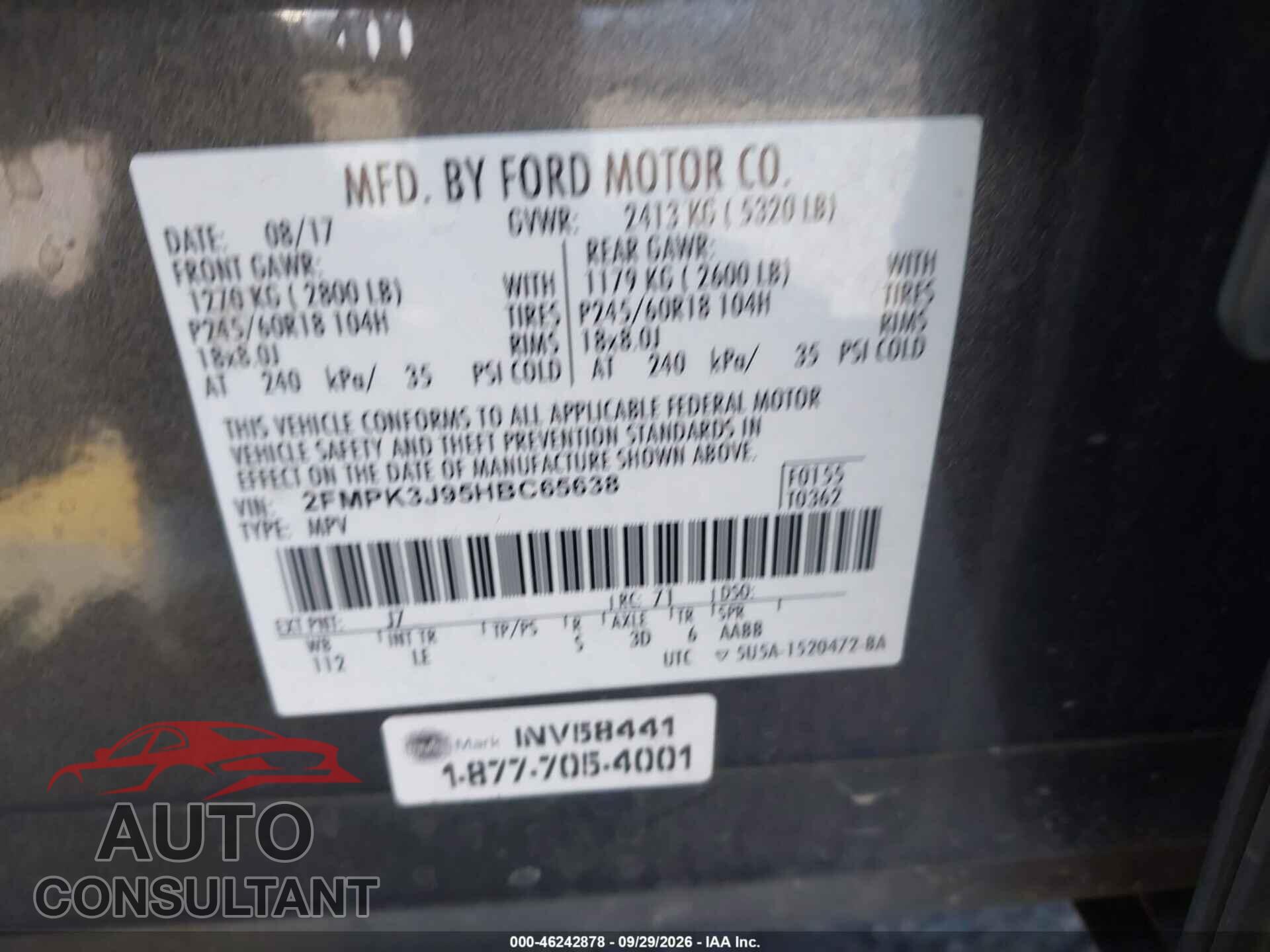 FORD EDGE 2017 - 2FMPK3J95HBC65638