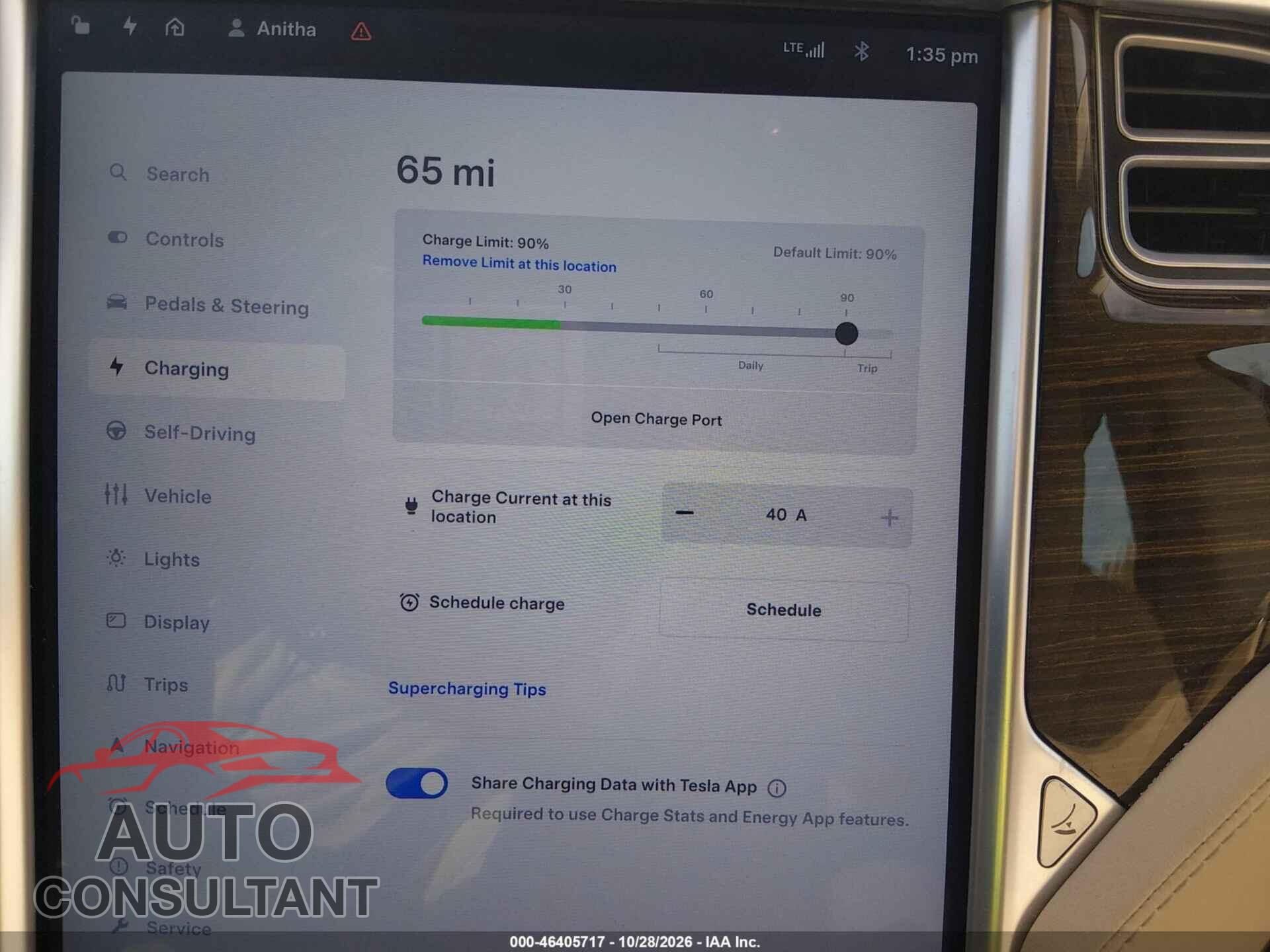 TESLA MODEL S 2015 - 5YJSA1H27FF083311