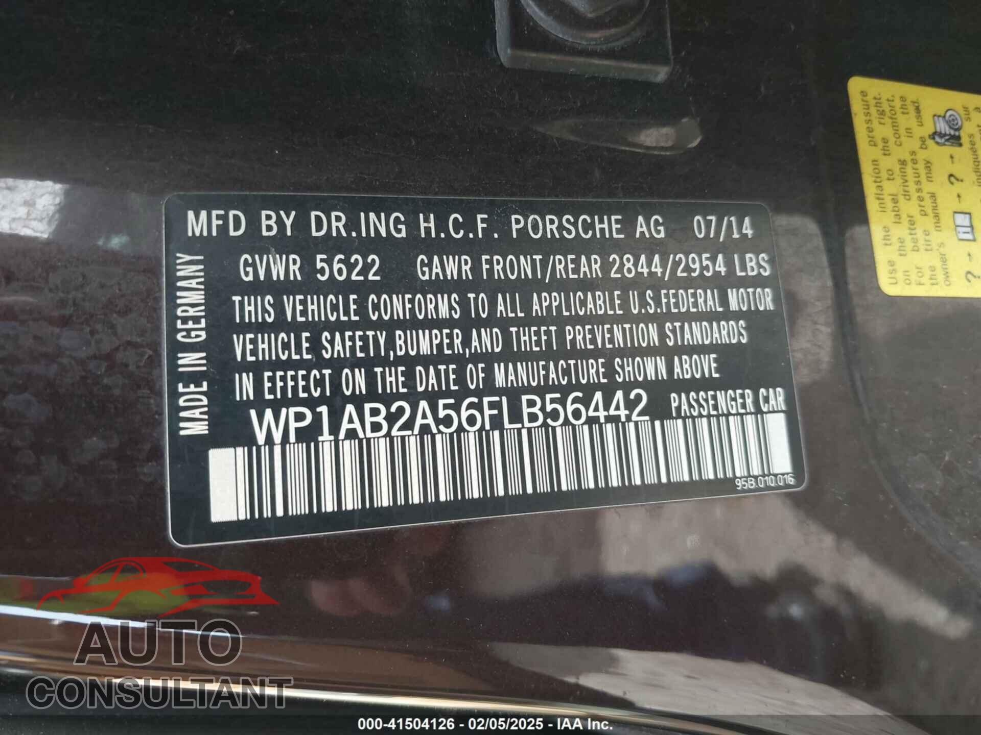PORSCHE MACAN 2015 - WP1AB2A56FLB56442