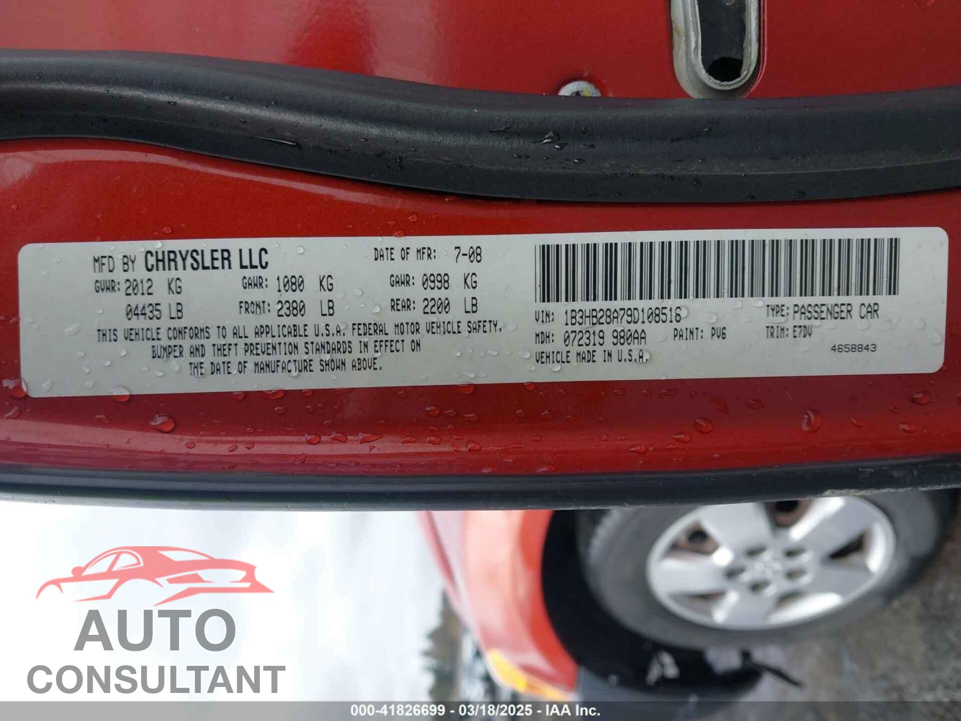 DODGE CALIBER 2009 - 1B3HB28A79D108516